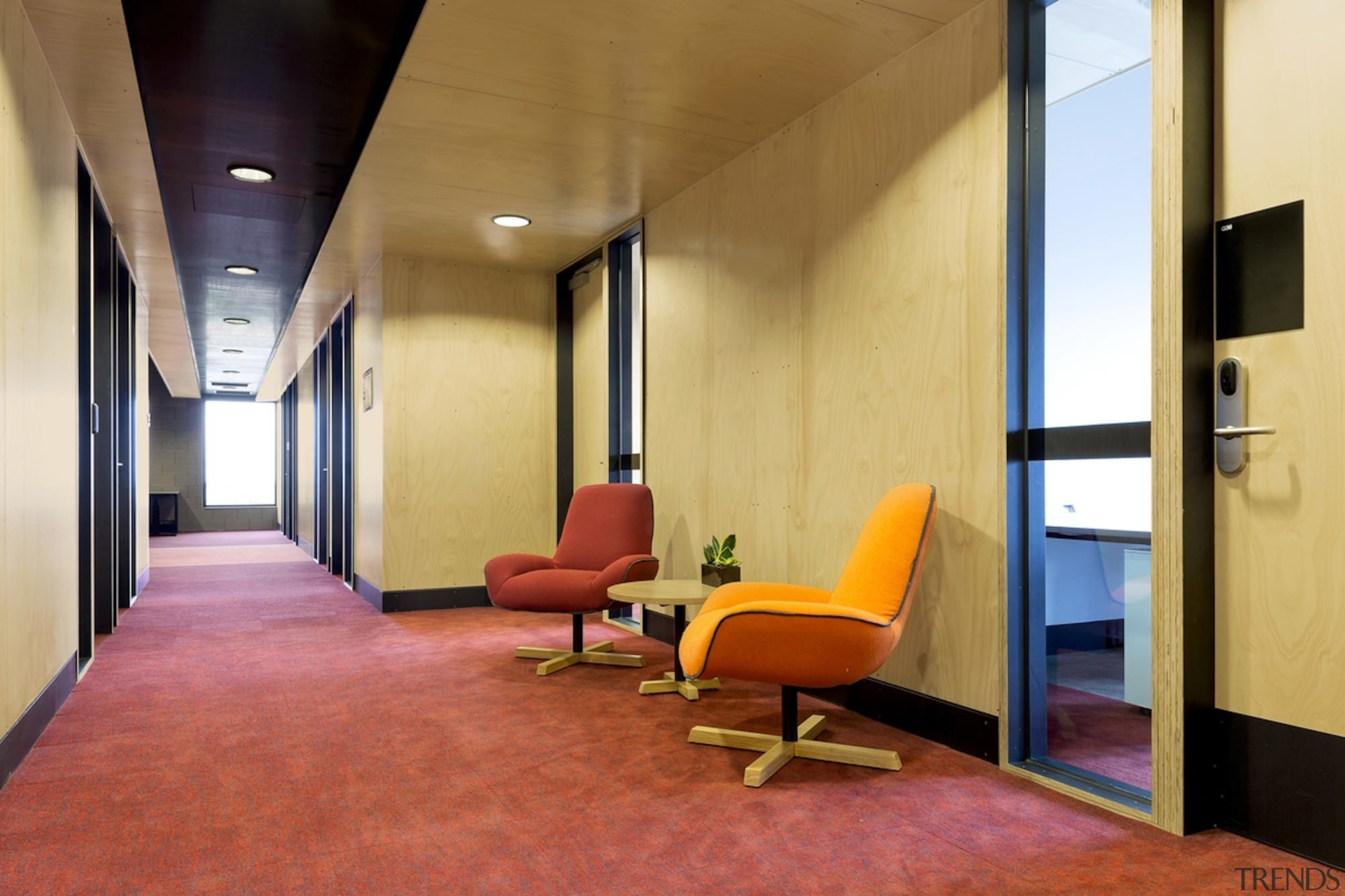 The eye is drawn to the floor in architecture, ceiling, floor, flooring, interior design, lobby, real estate, room, suite