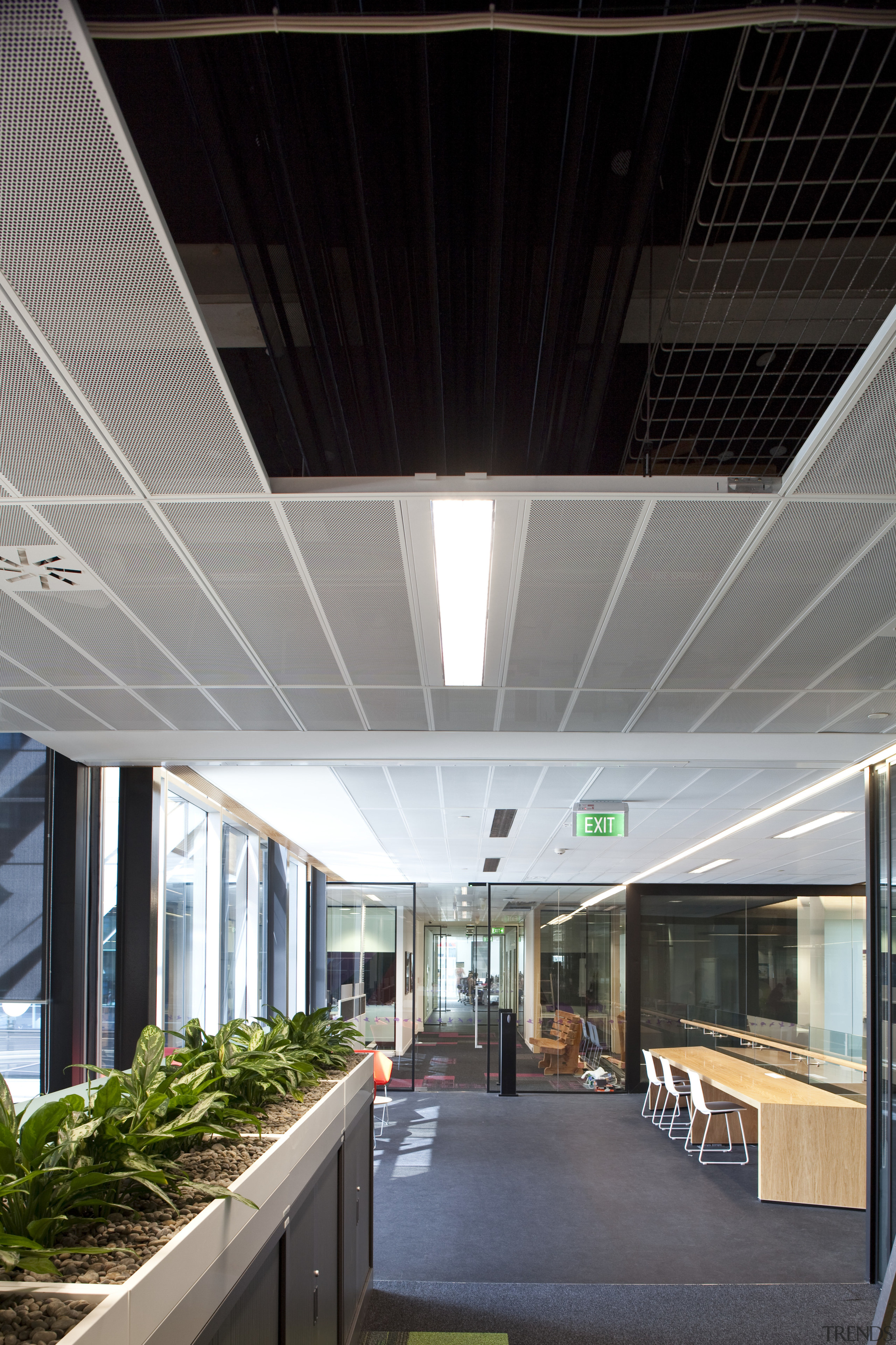 View of the air conditioning systems by Economech architecture, ceiling, daylighting, house, roof, gray, black