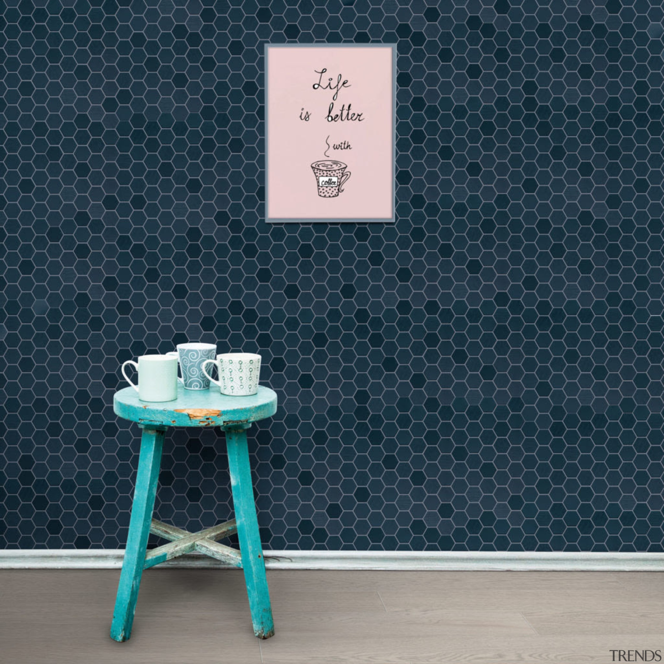 Beton Still Hex Mosaics are made in Italy blue, floor, font, table, turquoise, wall, wallpaper, blue, gray