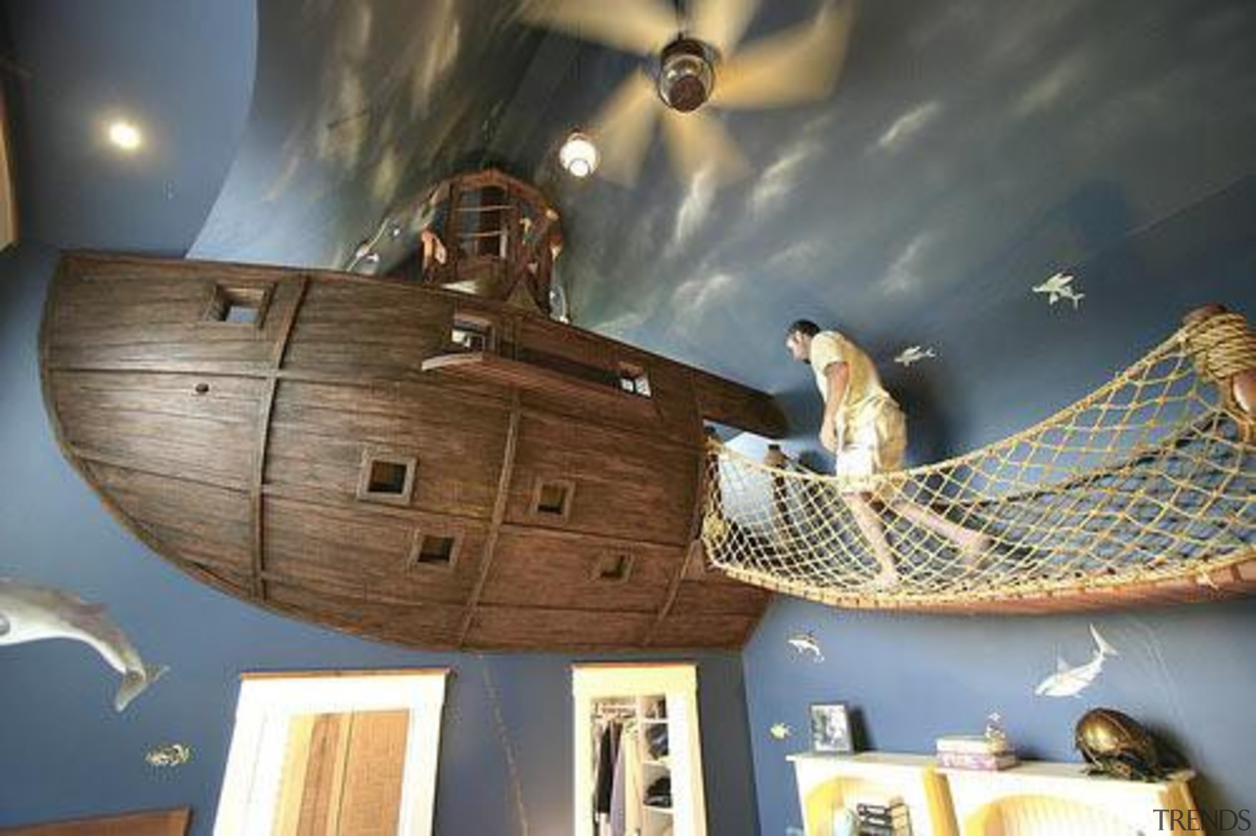 Created by Steve Kuhl of Kuhl Design Build, ceiling, longship, tourist attraction, wood, gray