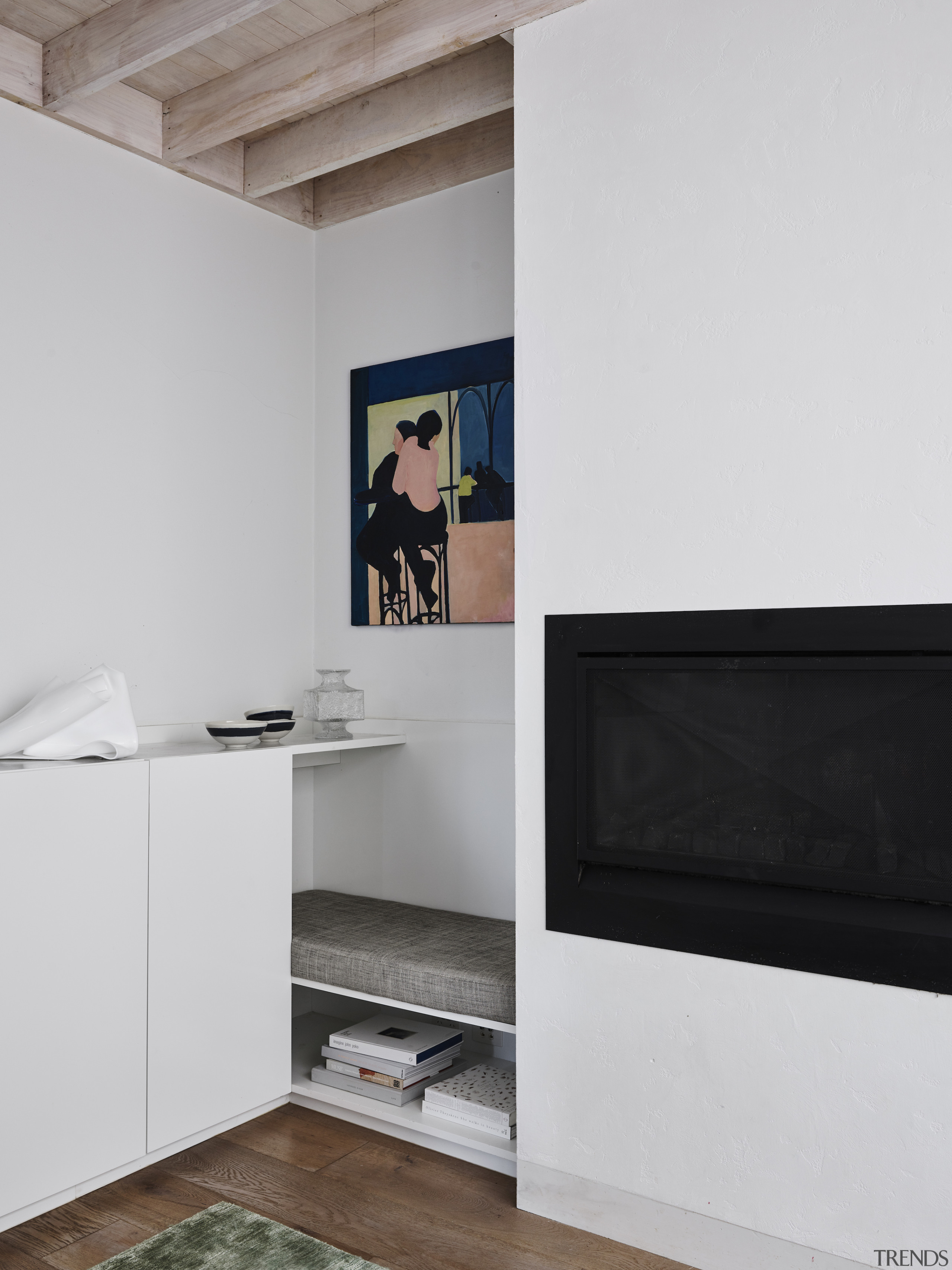 A tucked away reading nook in the corner 