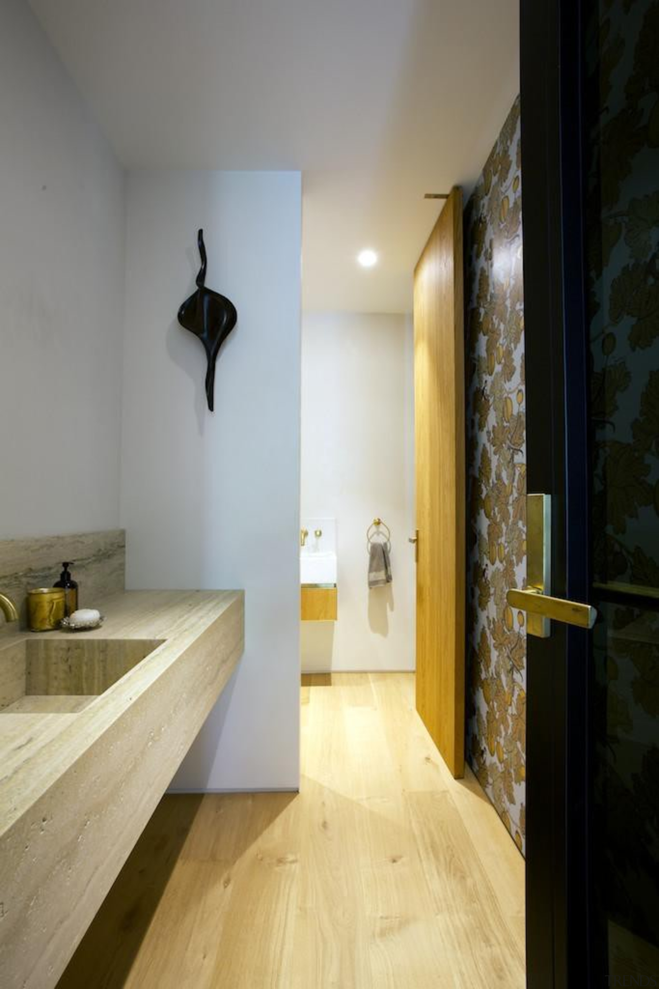 New Zealand hardware specialist Chant supplied custom and architecture, bathroom, ceiling, daylighting, floor, flooring, hardwood, home, house, interior design, room, wood, wood flooring, gray