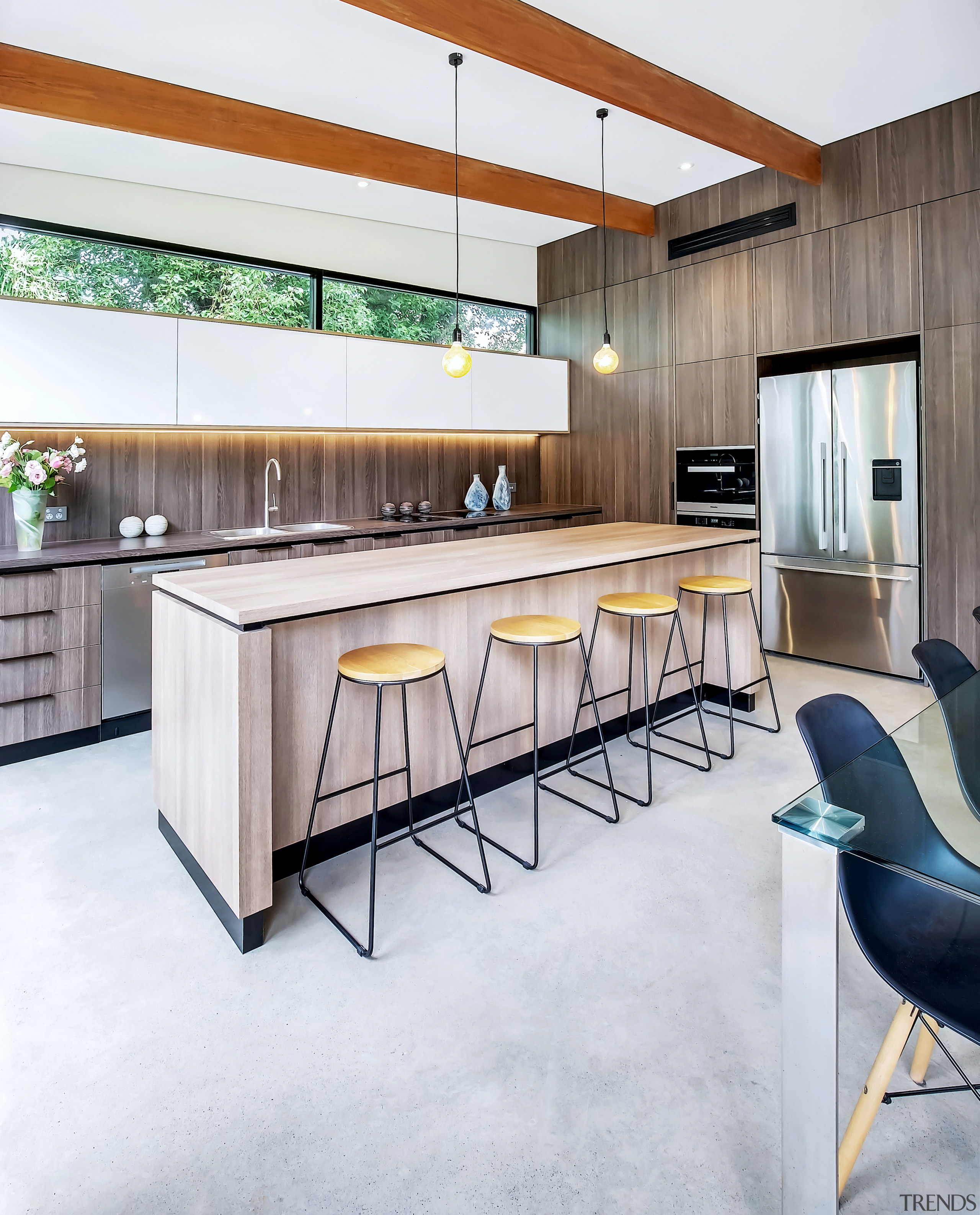 The long clerestory window above the top cupboards 