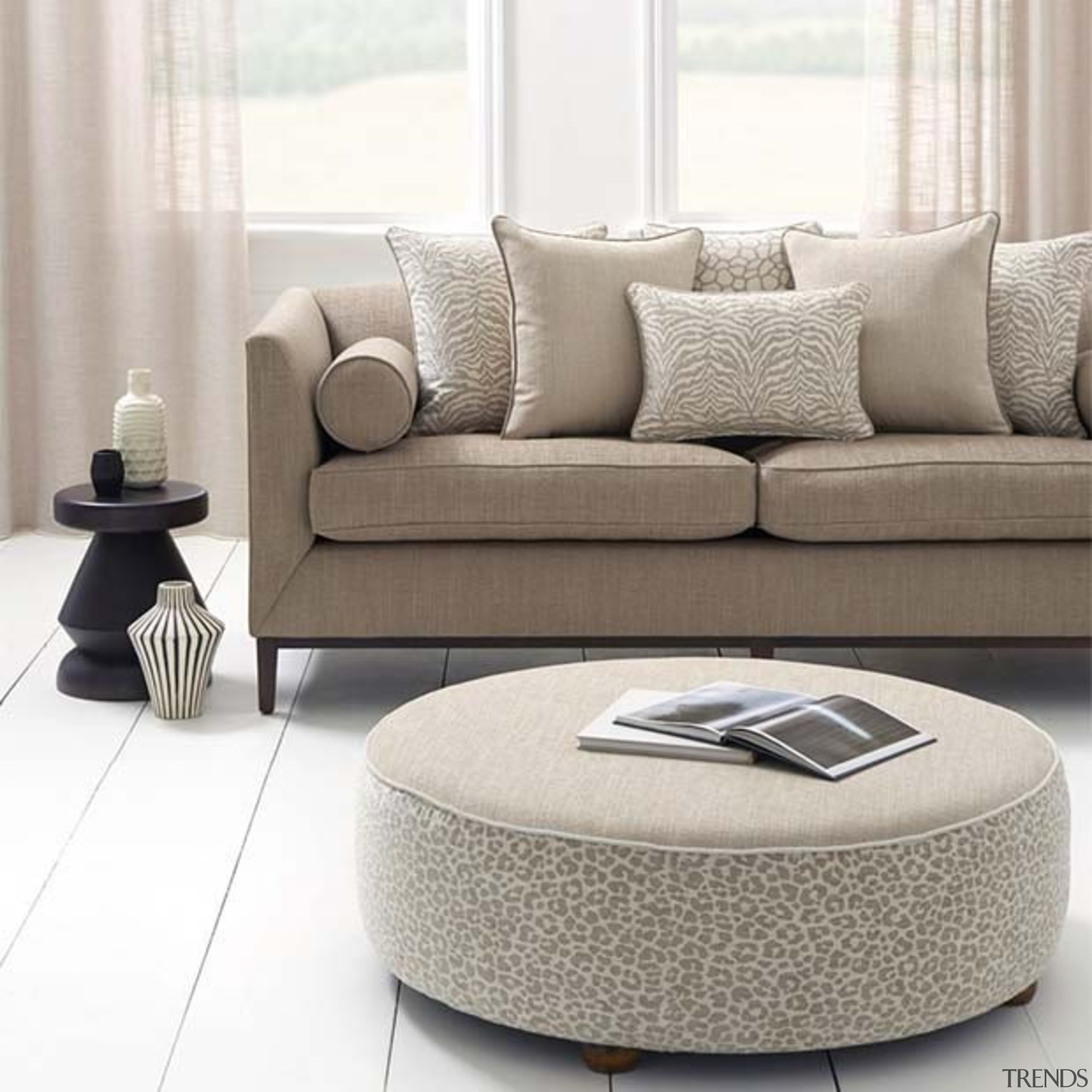Tanzania 1 - angle | coffee table | angle, coffee table, couch, floor, furniture, interior design, living room, loveseat, product, studio couch, table, white, gray