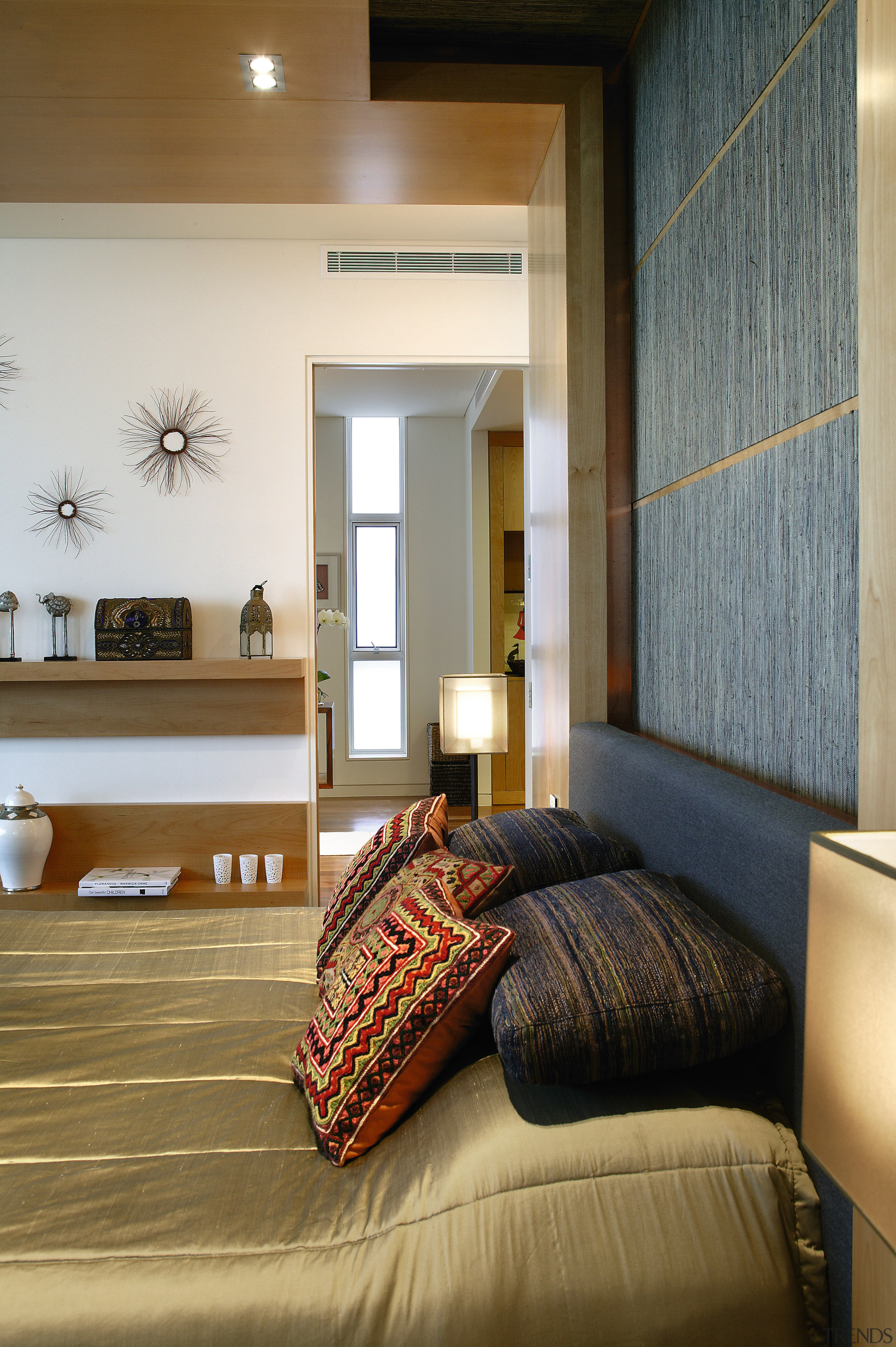 A view of the master bedroom featuring  bedroom, ceiling, floor, flooring, furniture, home, interior design, living room, room, wall, window, wood, brown