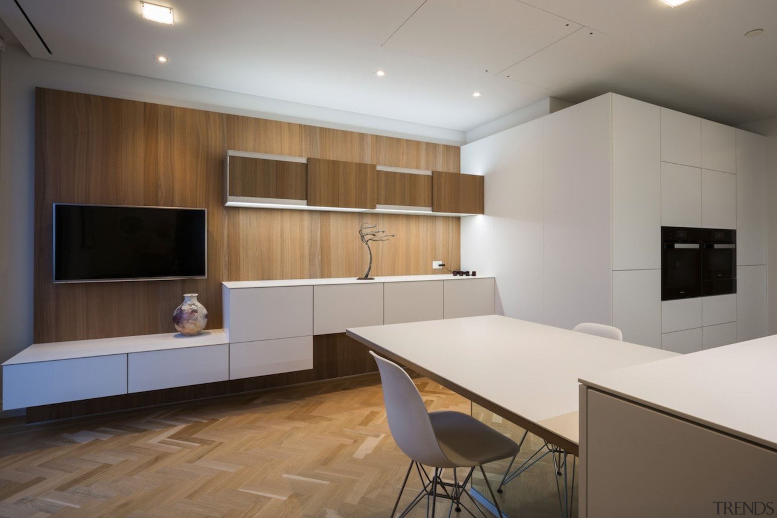 Highly Commended in the Category Imported Kitchen - architecture, cabinetry, ceiling, floor, flooring, interior design, kitchen, real estate, room, wood flooring, gray