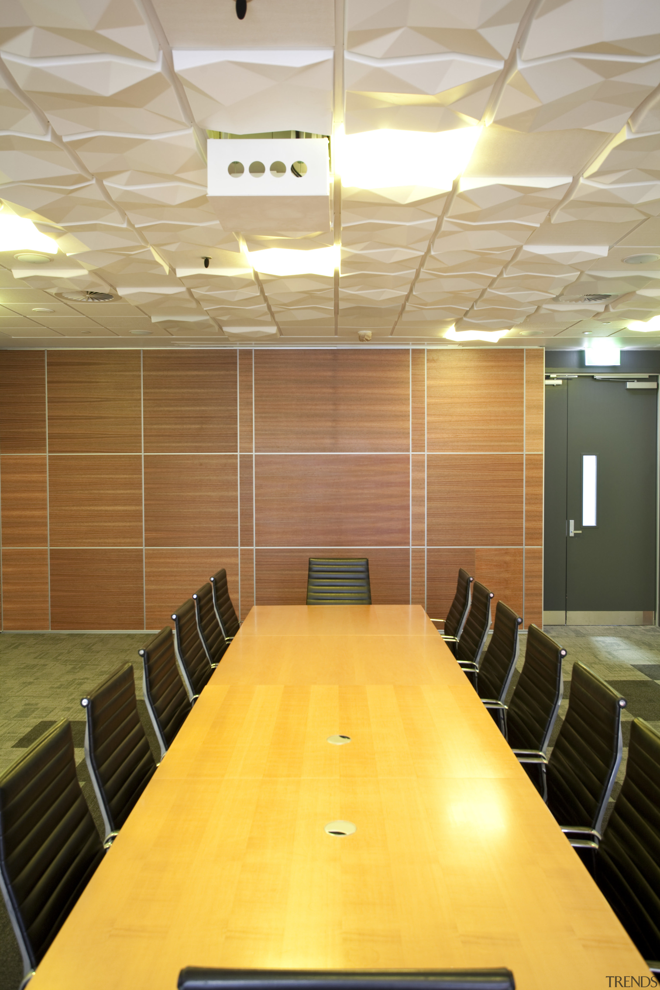 View of lightng options by Network Lighting in architecture, auditorium, ceiling, conference hall, daylighting, floor, flooring, function hall, hall, interior design, leisure centre, lighting, sport venue, structure, wall, wood, orange