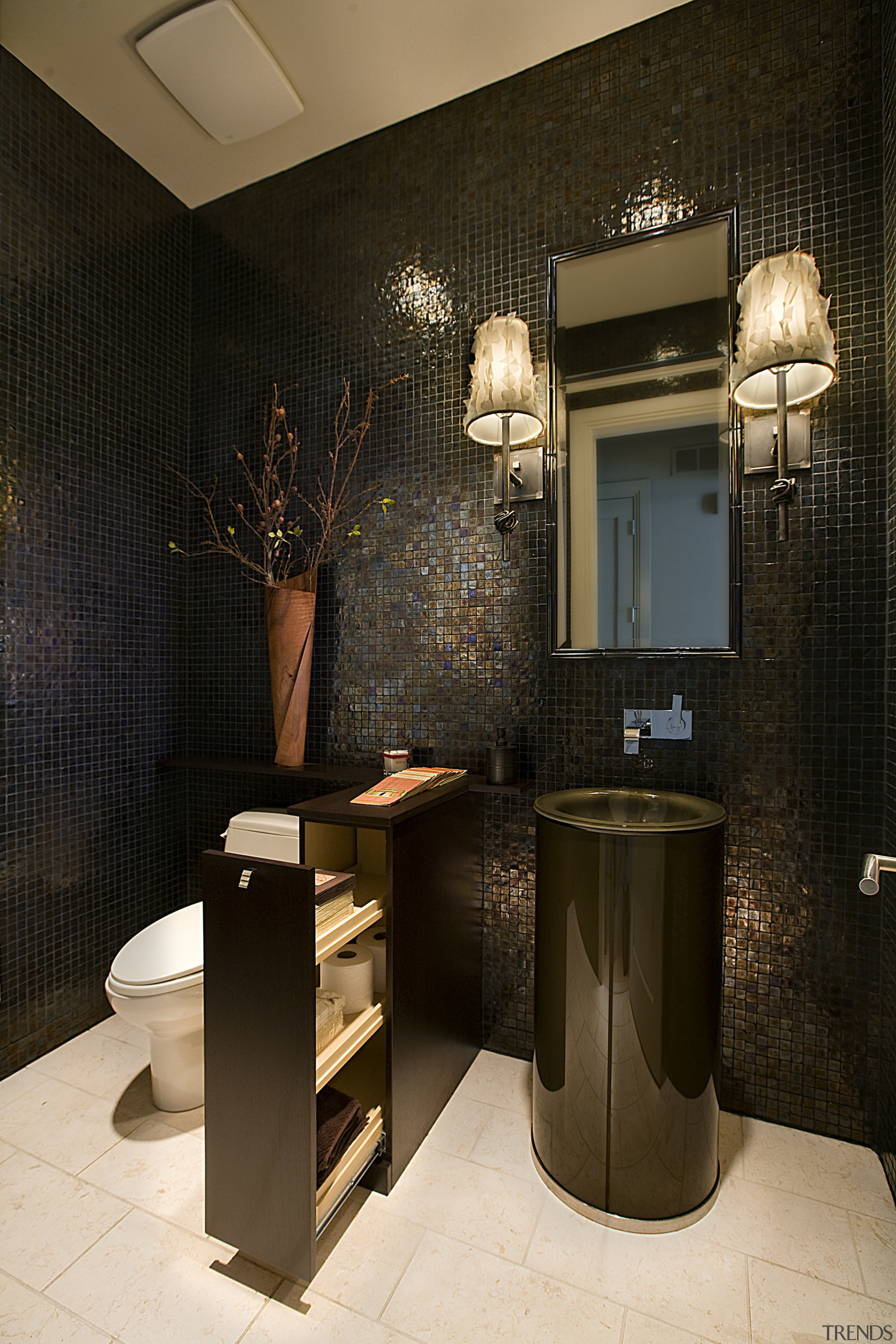 A clean-lined faucet complements the basin. - A bathroom, interior design, room, black