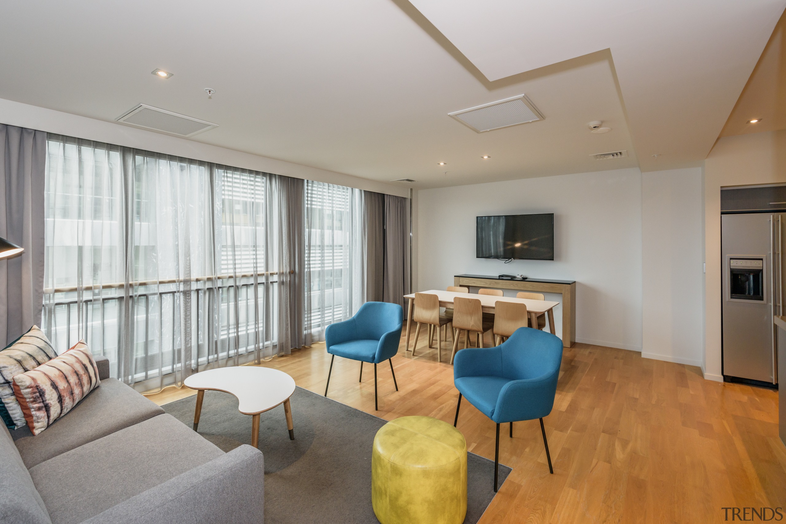 The QUBA complex in Quay Park, has been apartment, ceiling, floor, interior design, living room, real estate, room, gray