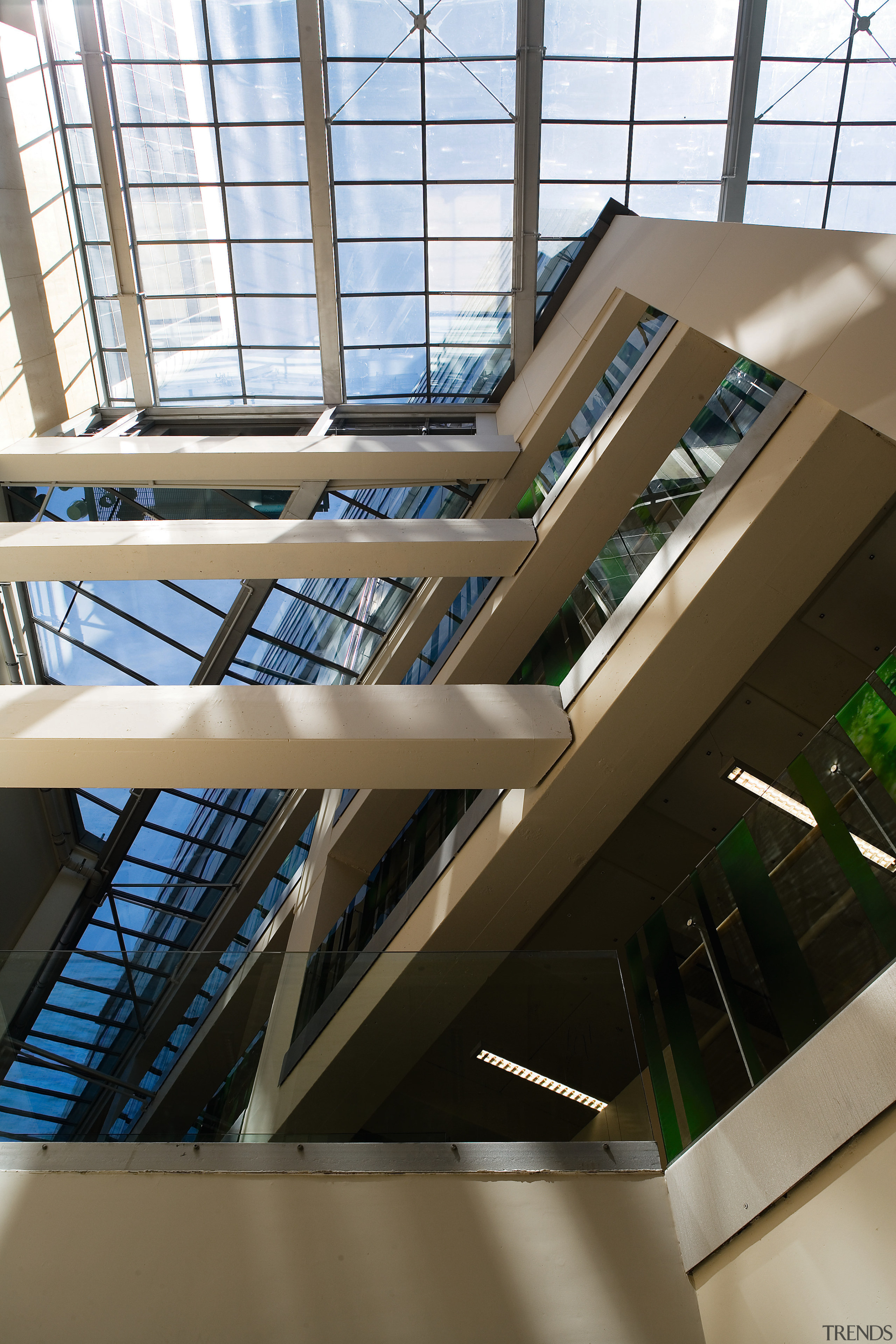 A view of the new DOC offices. - architecture, building, condominium, daylighting, glass, structure, black, white