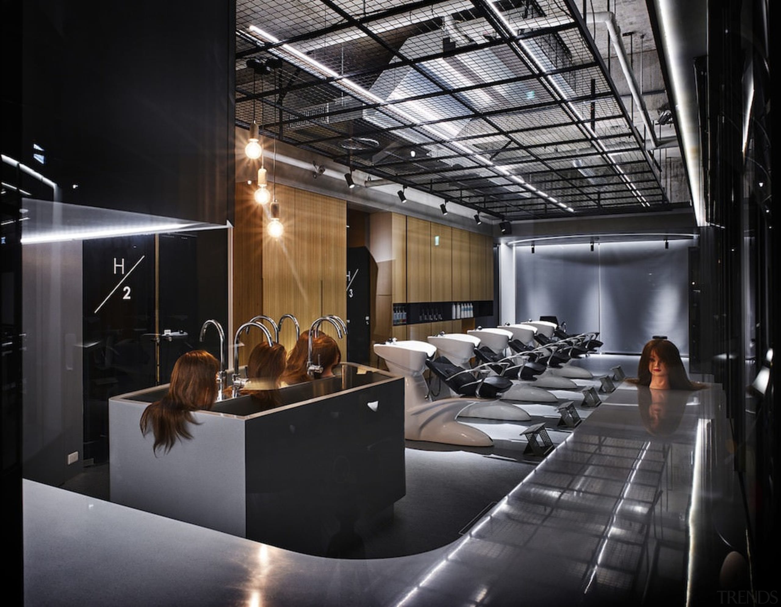 H Academy – Shi-Chieh Lu/CJ Studio - H ceiling, interior design, lobby, black, gray