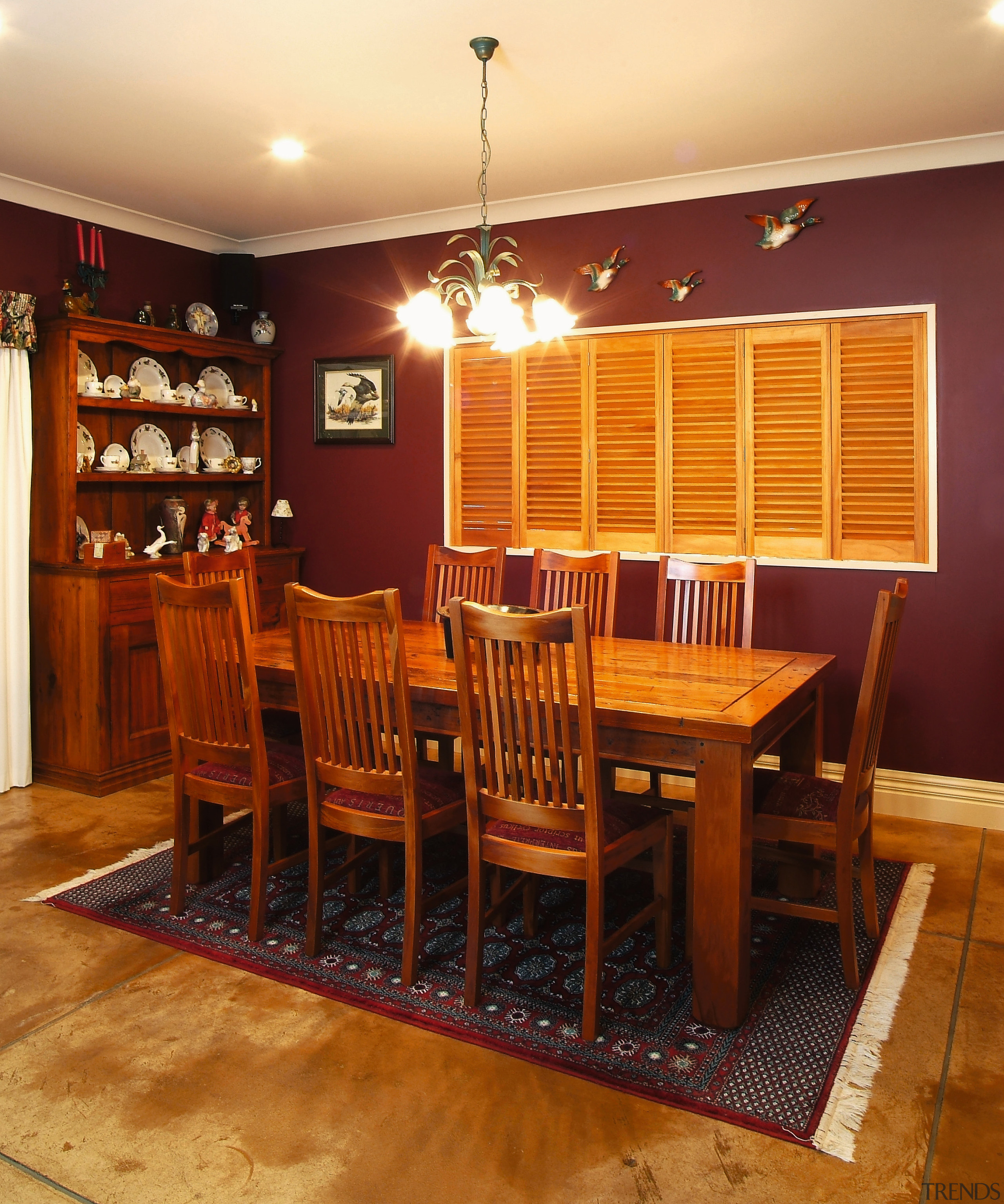 A view of some furniture from Neo Design. chair, dining room, flooring, furniture, hardwood, interior design, room, table, wood, orange, brown, red