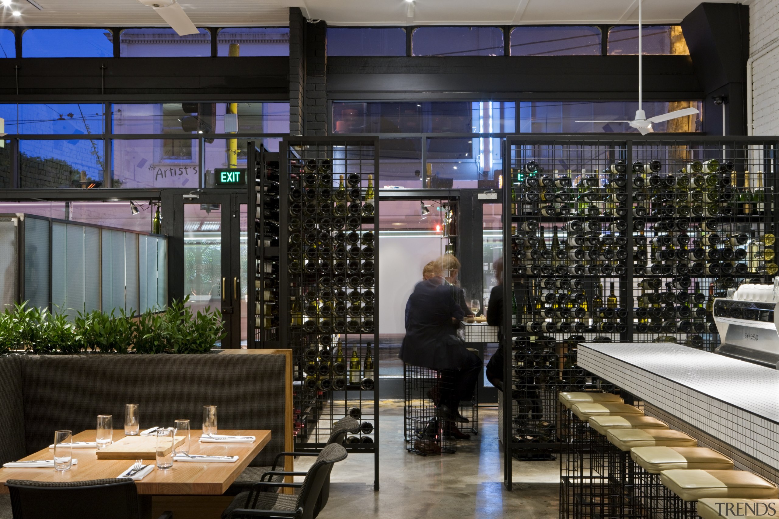 View of the St Judes Cellar bar and interior design, restaurant, black