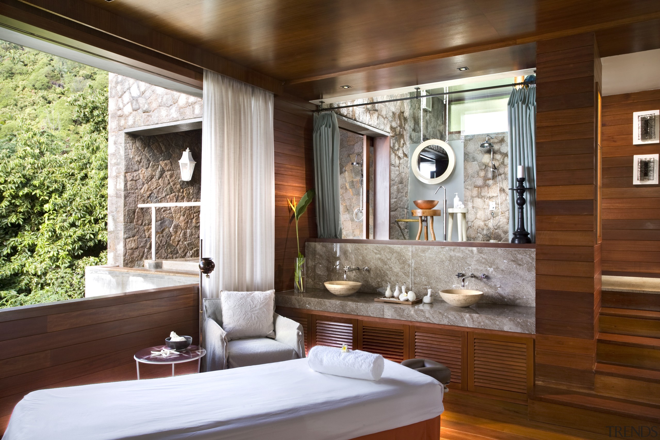 View of Four Seasons Seychelles high-end resort - interior design, room, brown