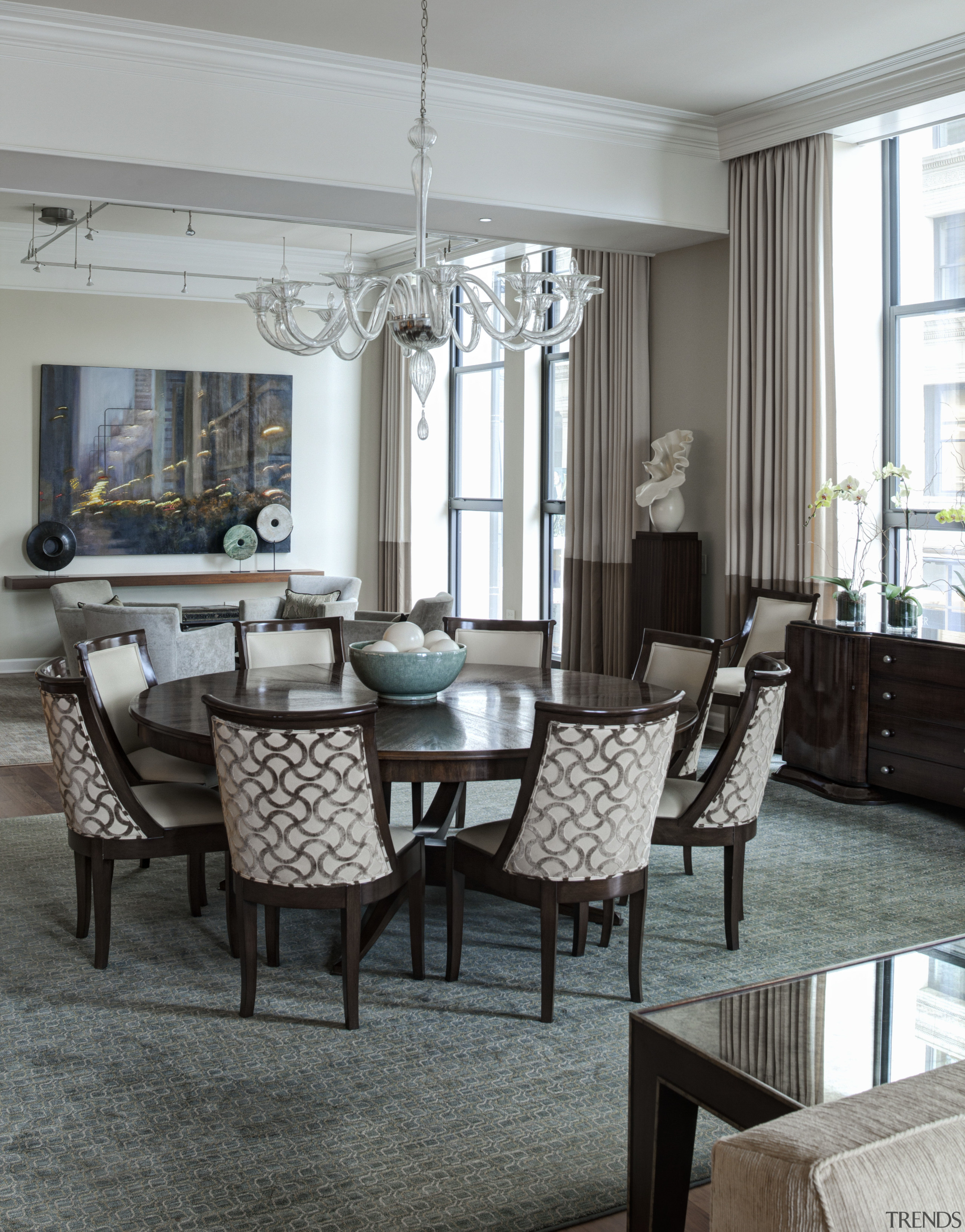 Soucie Horner Chicago apartment - Soucie Horner Chicago chair, dining room, floor, flooring, furniture, home, interior design, living room, room, table, window, gray