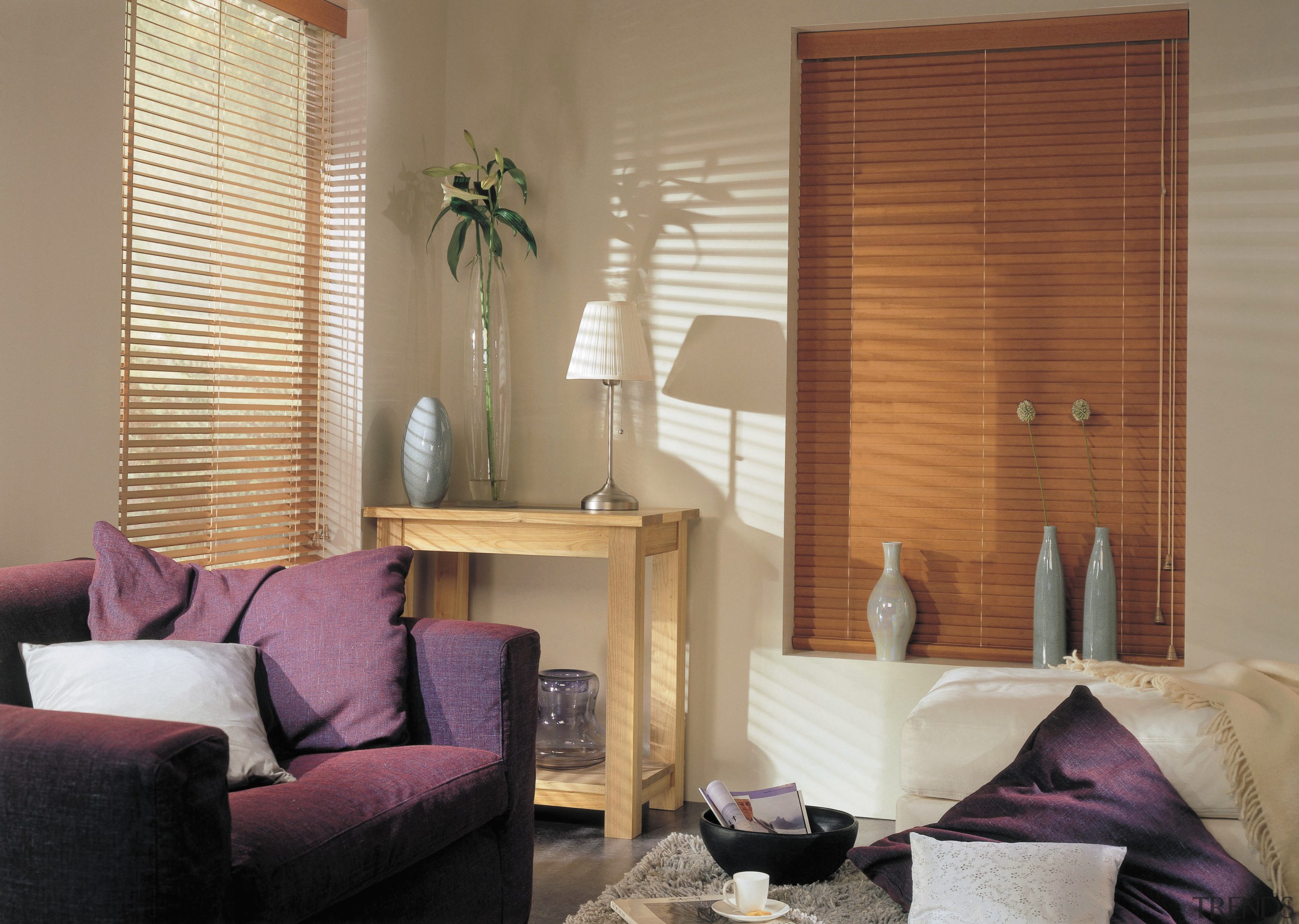 A view of some wooden blinds from NZ curtain, decor, floor, home, interior design, living room, real estate, room, shade, wall, window, window blind, window covering, window treatment, wood, brown