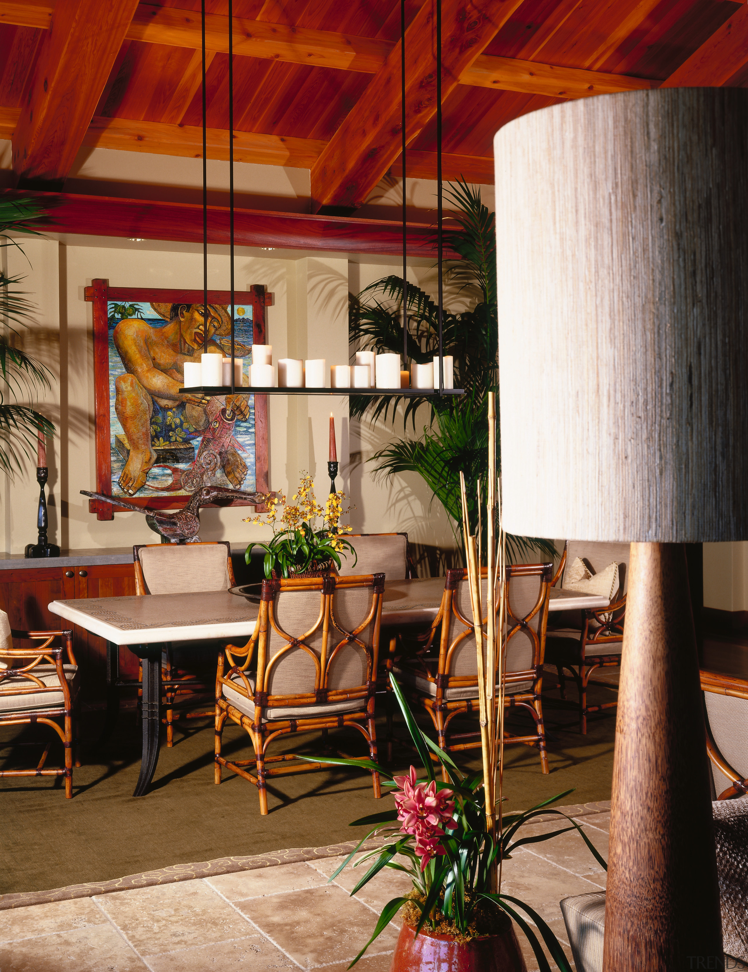 view of the dining area featuring limestone flooring, dining room, furniture, home, interior design, restaurant, table, window