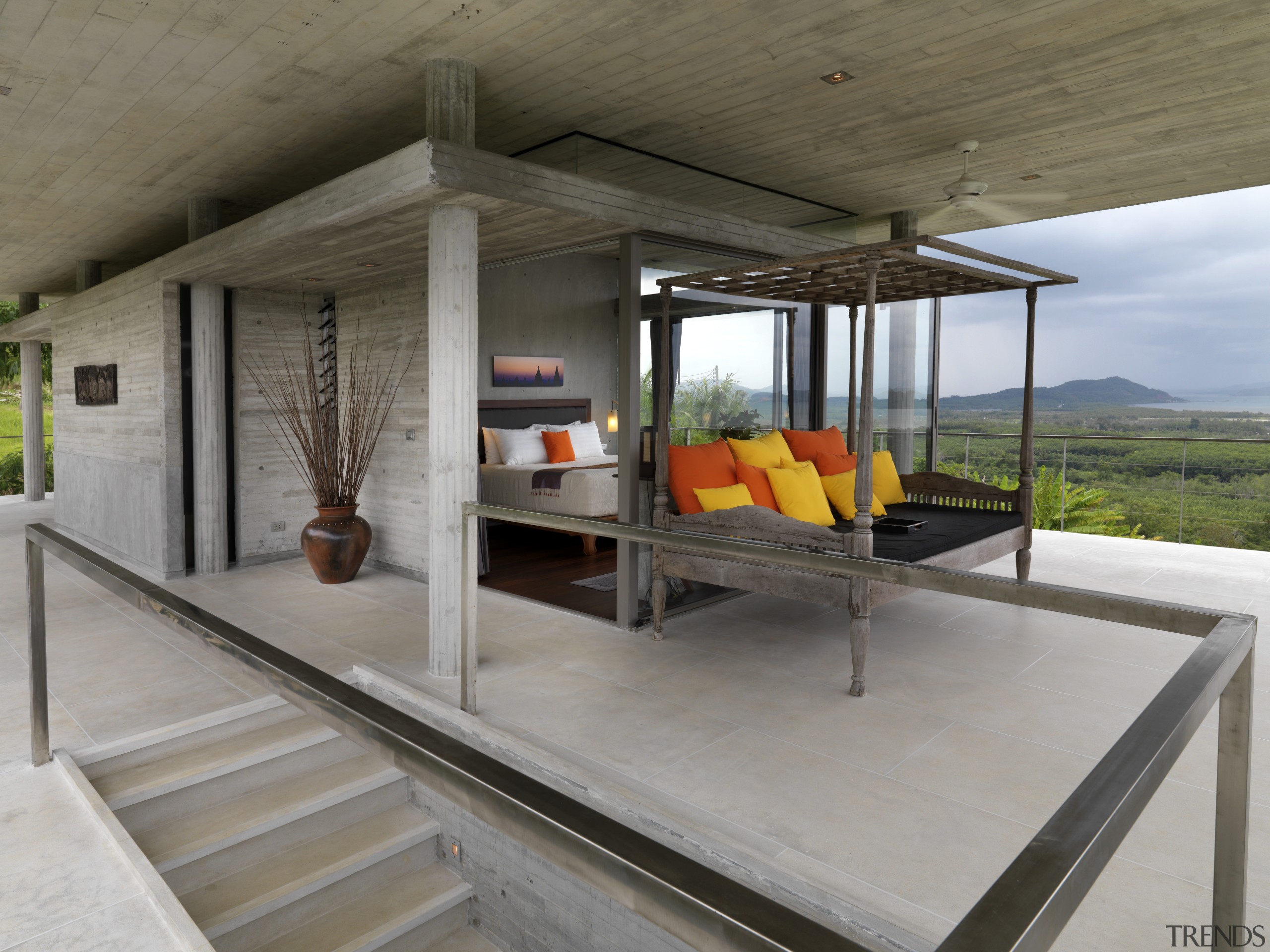 View of modern home designed by Design Unit house, gray