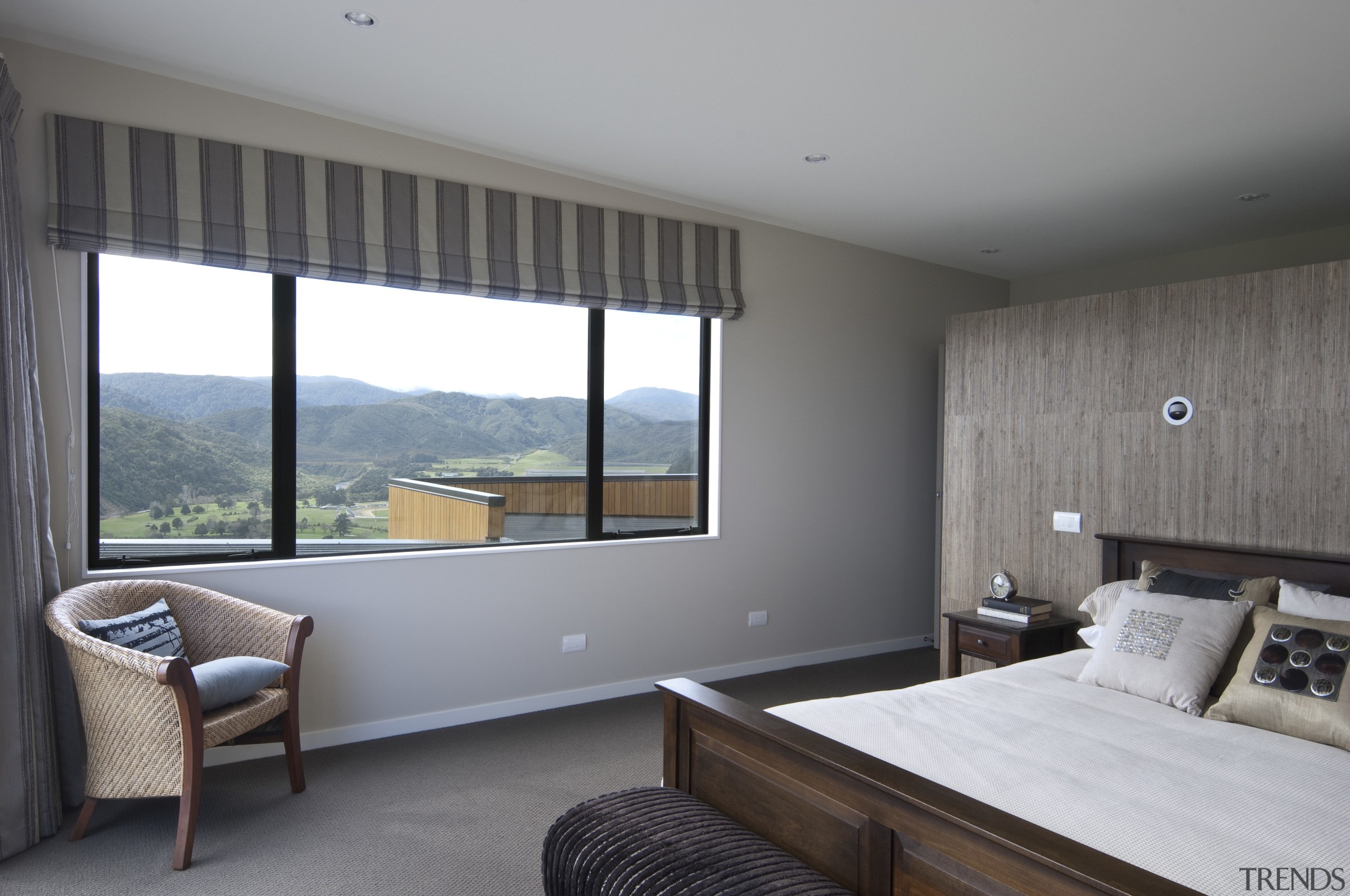 This Upper Hutt Show home was designed and architecture, bedroom, daylighting, house, interior design, real estate, room, window, gray