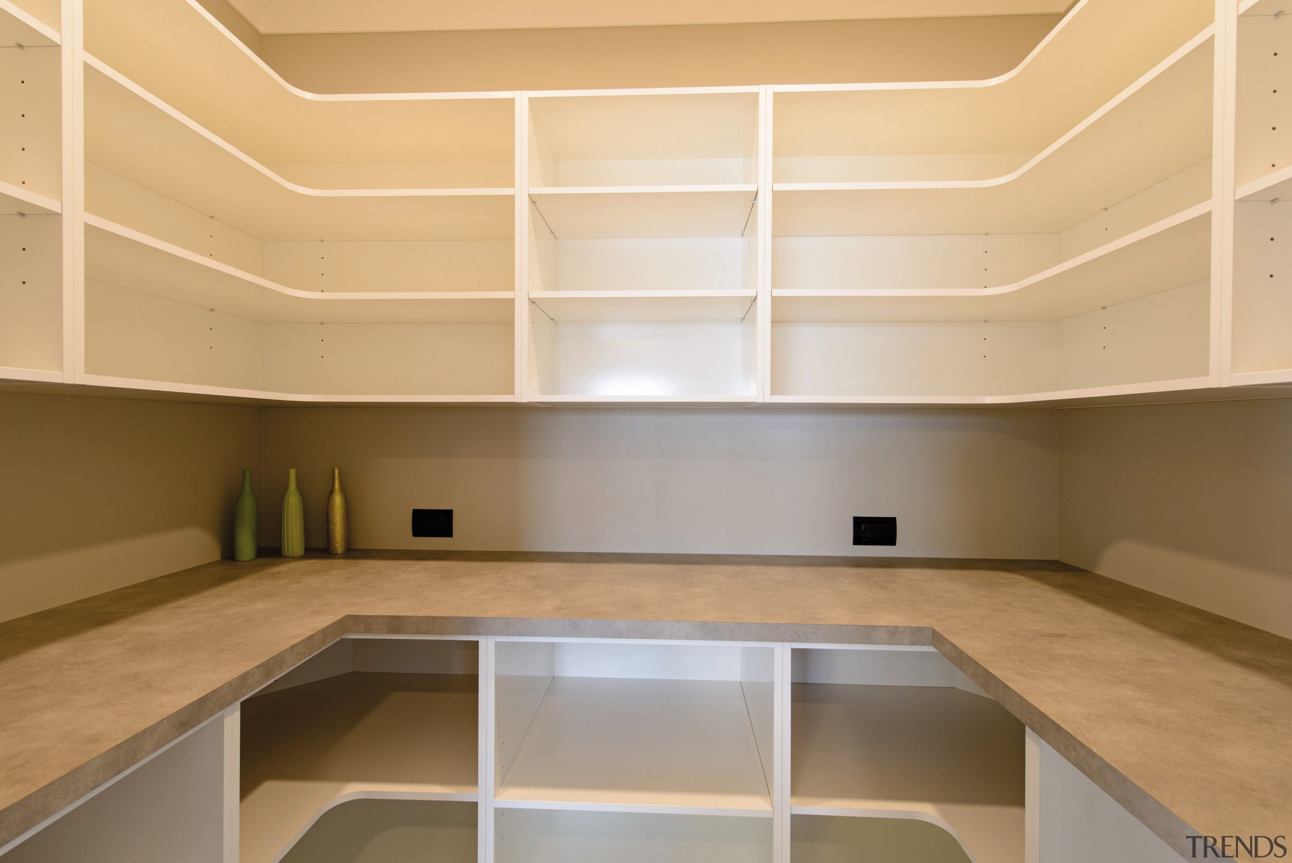 Walk in pantry - Walk in pantry - architecture, cabinetry, ceiling, countertop, daylighting, floor, interior design, kitchen, lighting, product design, real estate, orange, brown