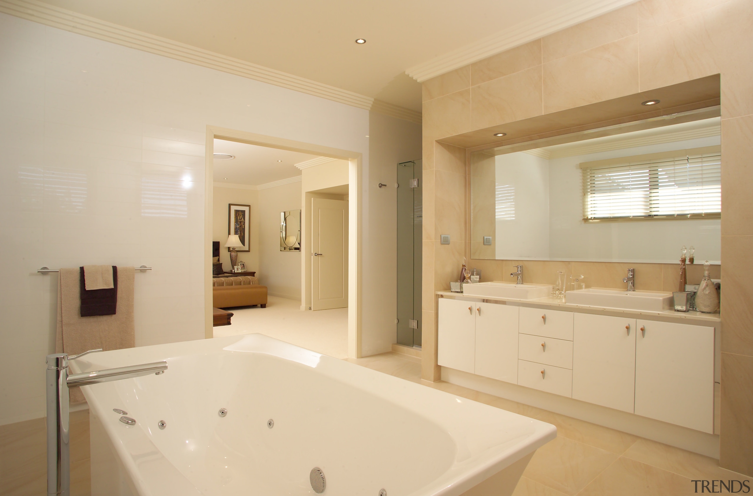 interior Bathroom view of the Augusta home. Built bathroom, estate, floor, flooring, home, interior design, property, real estate, room, tile, window, orange