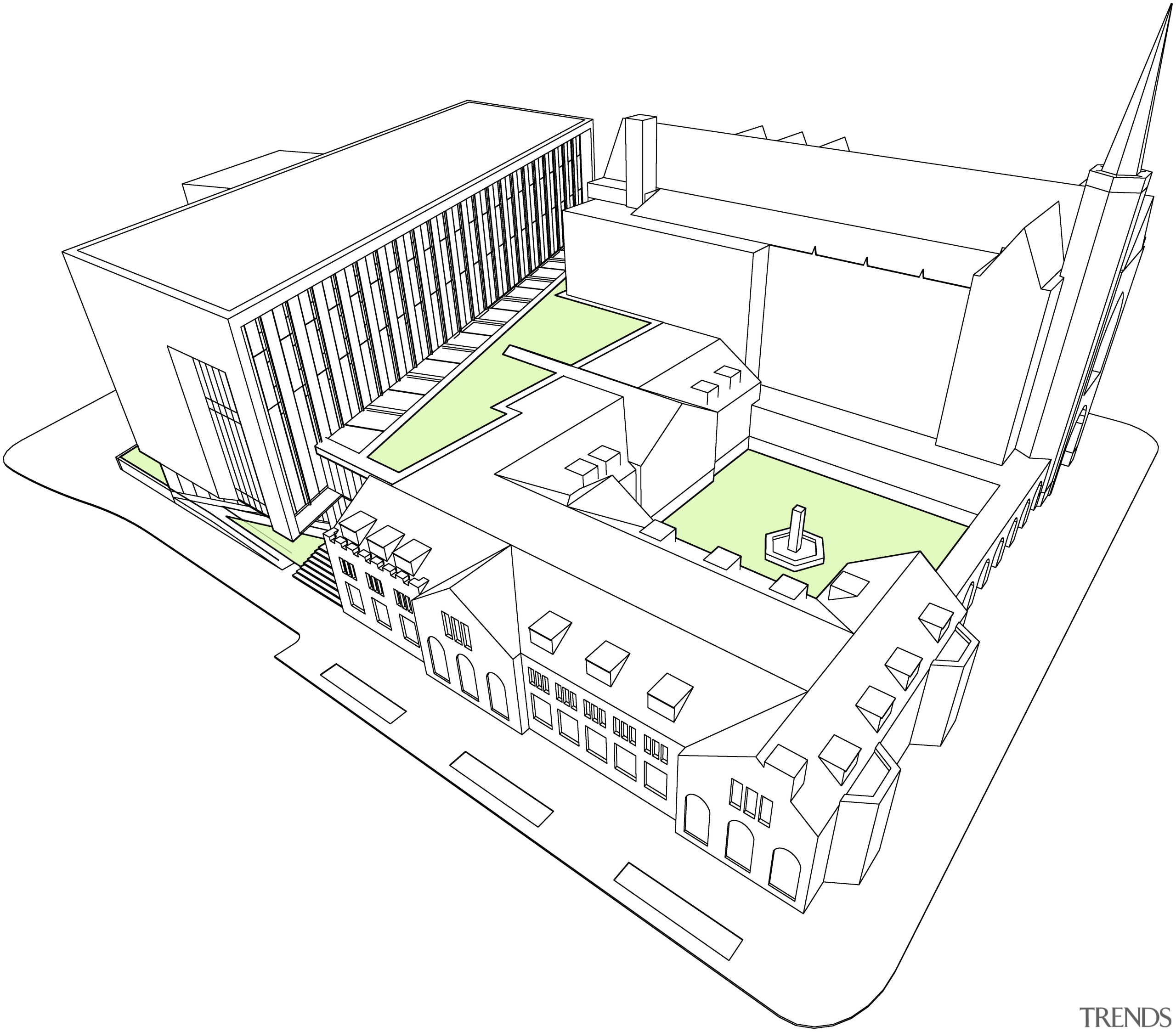 The new addition to the Fourth Presbyterian Church architecture, area, design, diagram, drawing, line, line art, plan, product, product design, structure, white