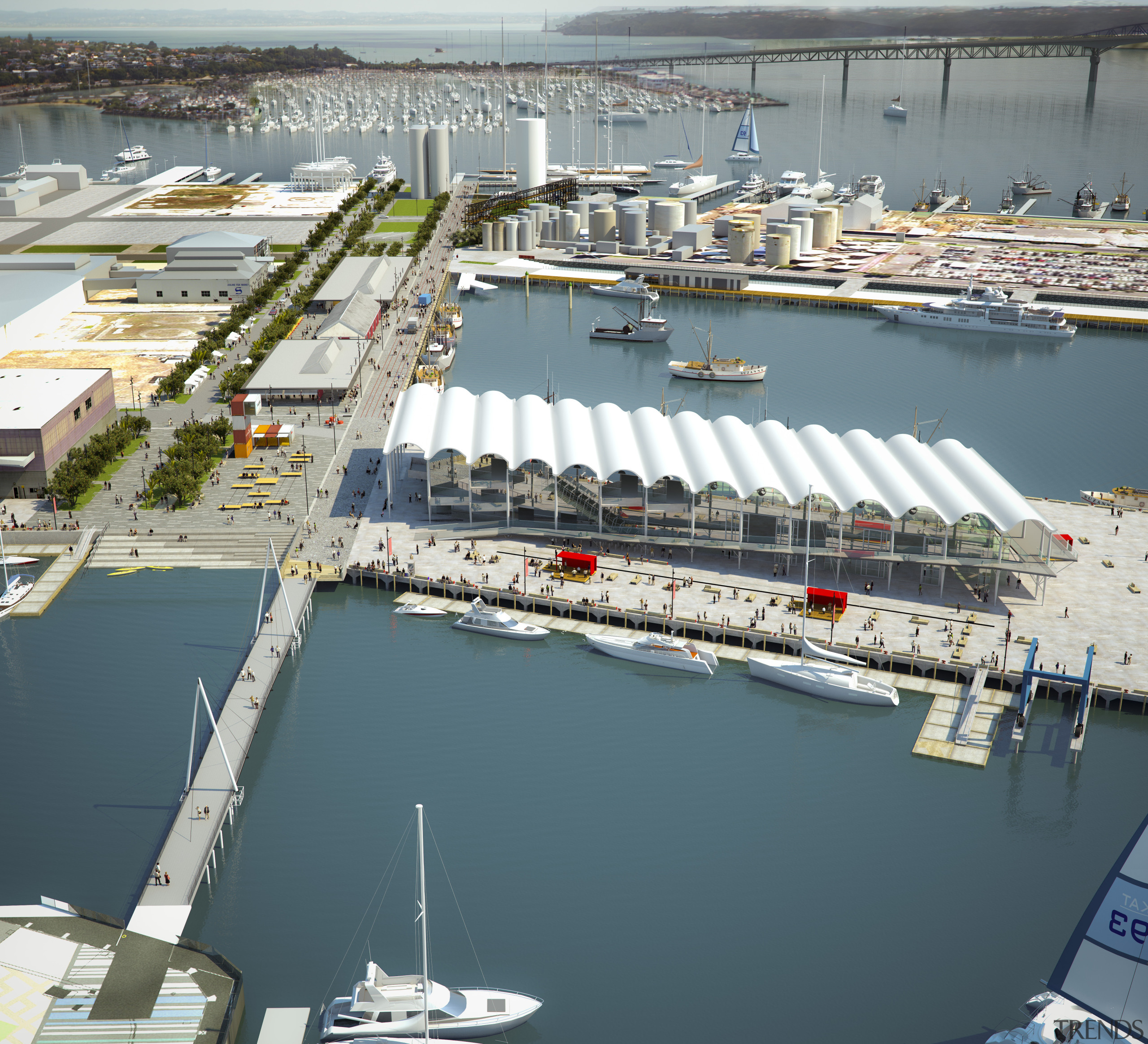 View of wynard quater. Waterfront Auckland. - View boat, boating, dock, harbor, marina, motor ship, passenger ship, port, water, water transportation, yacht, teal, white