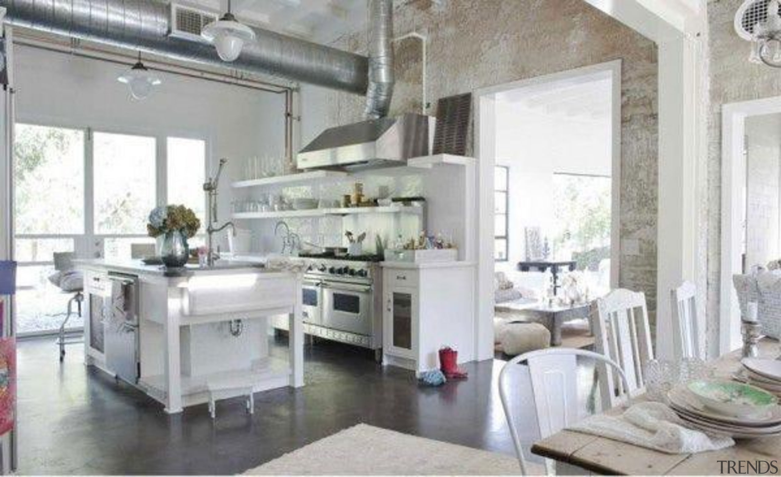 Lots of white, hit of steel and touch interior design, kitchen, white, gray