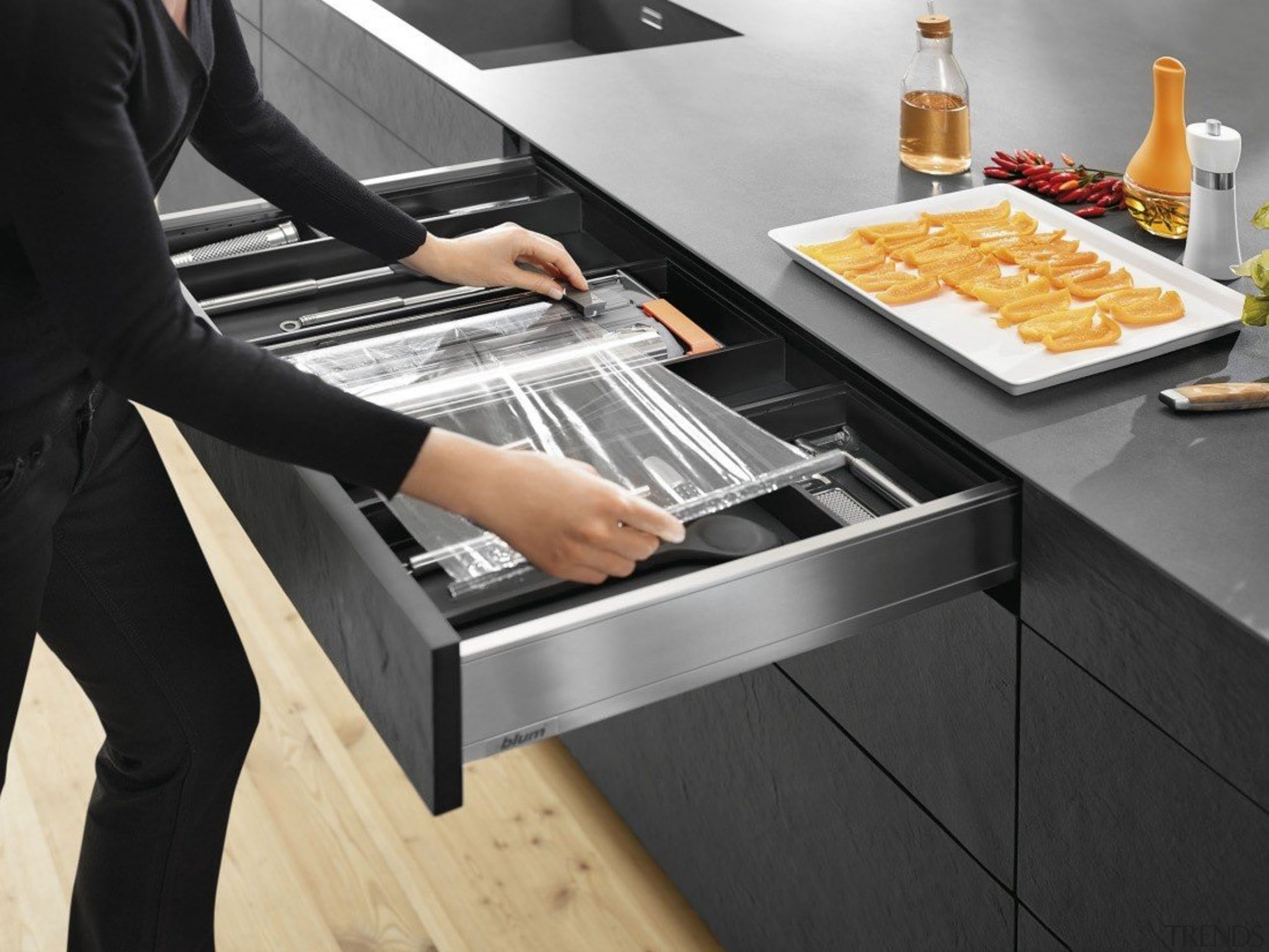 AMBIA-LINE kitchen accessories – organization at its best. cuisine, furniture, kitchen, kitchen appliance, product design, table, black