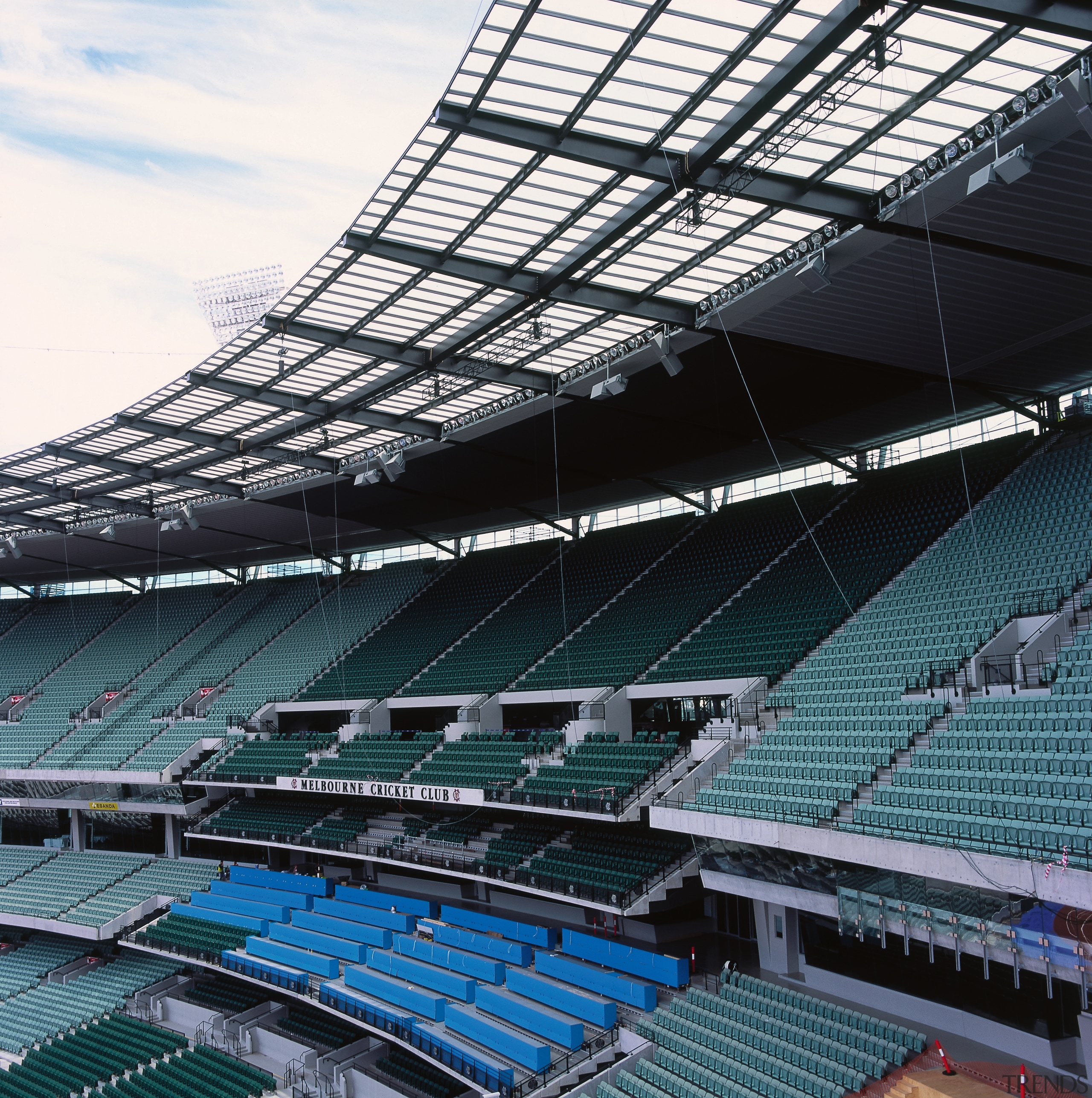 View of the circular suspended roofing at the arena, daylighting, line, metropolitan area, roof, soccer specific stadium, sport venue, stadium, structure, black