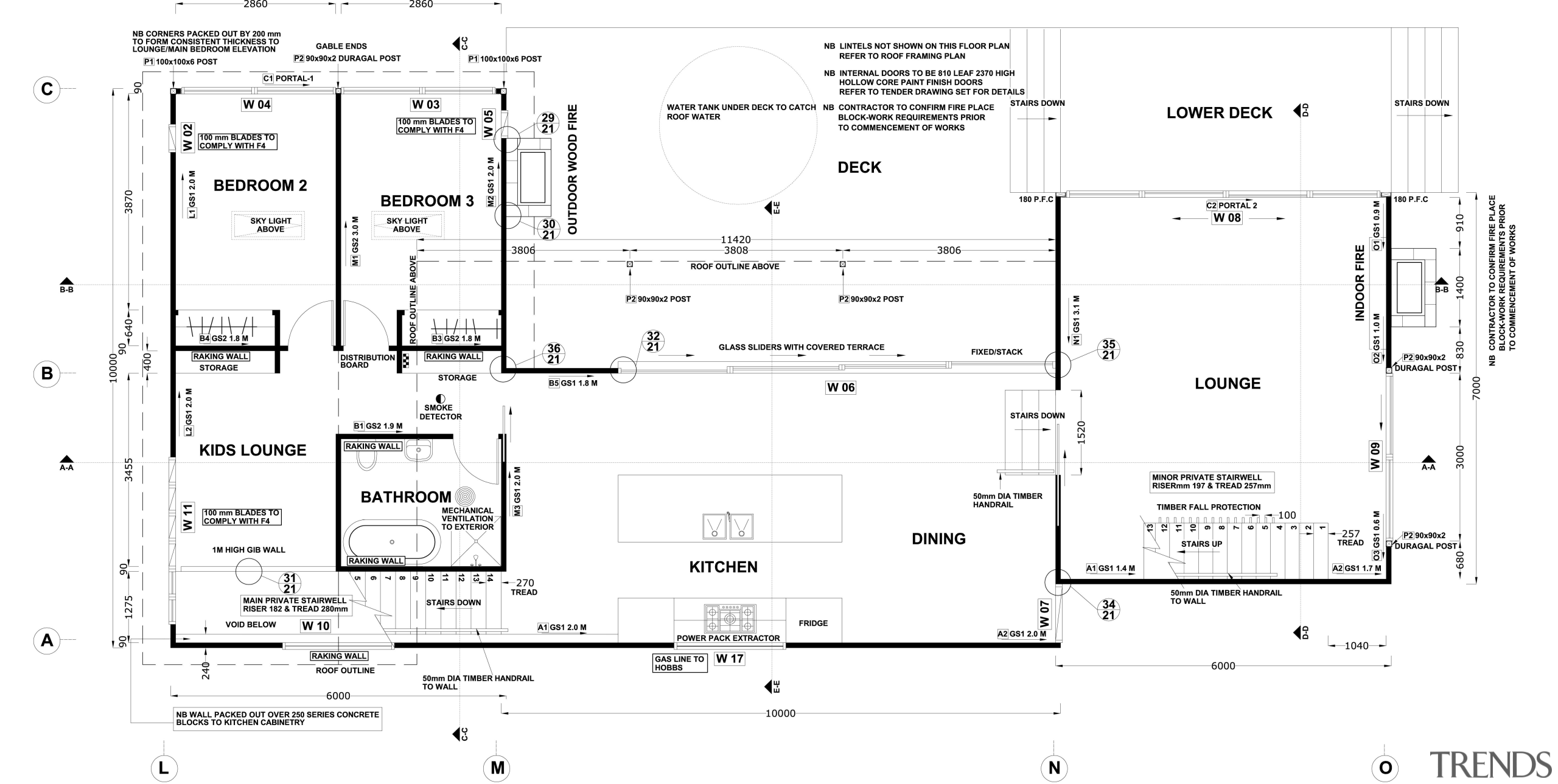 Seen here is a home designed by Chris angle, area, black and white, diagram, drawing, line, plan, technical drawing, text, white