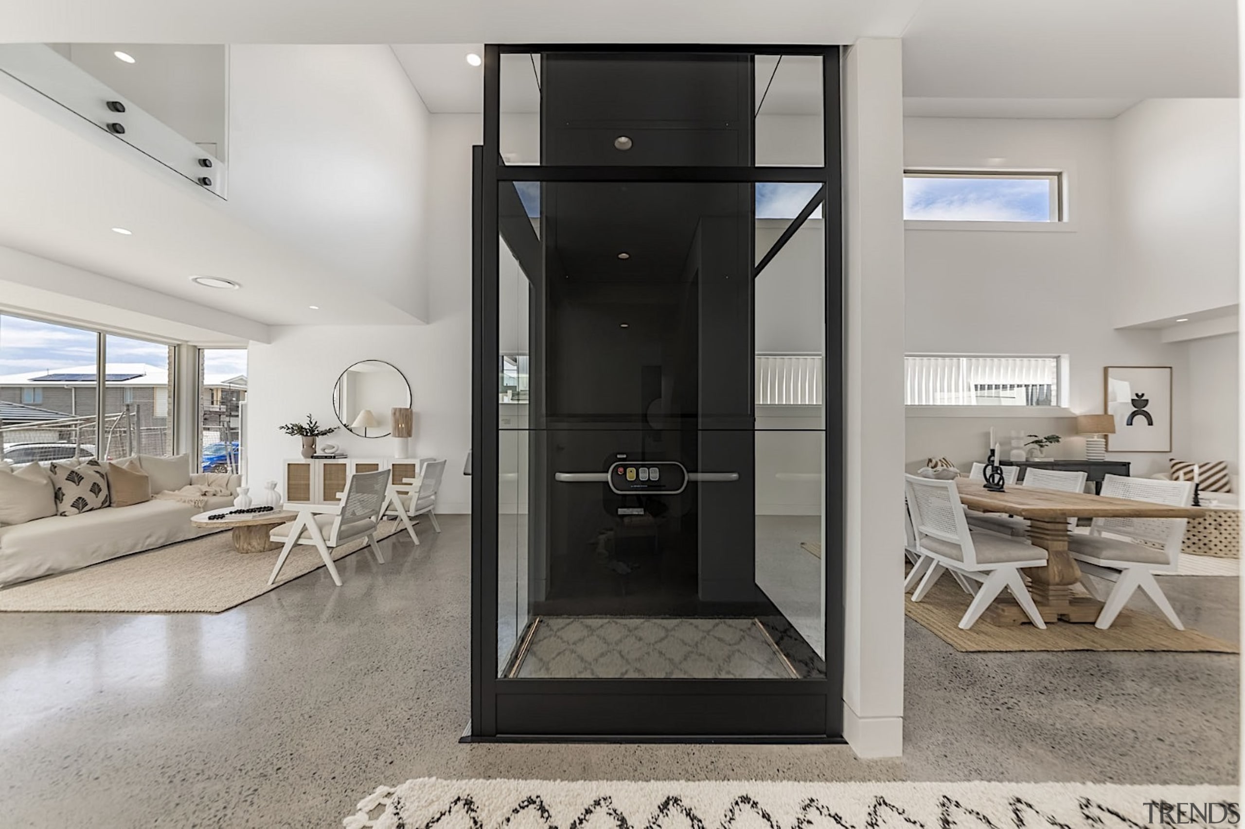 The lift has three out of four walls 