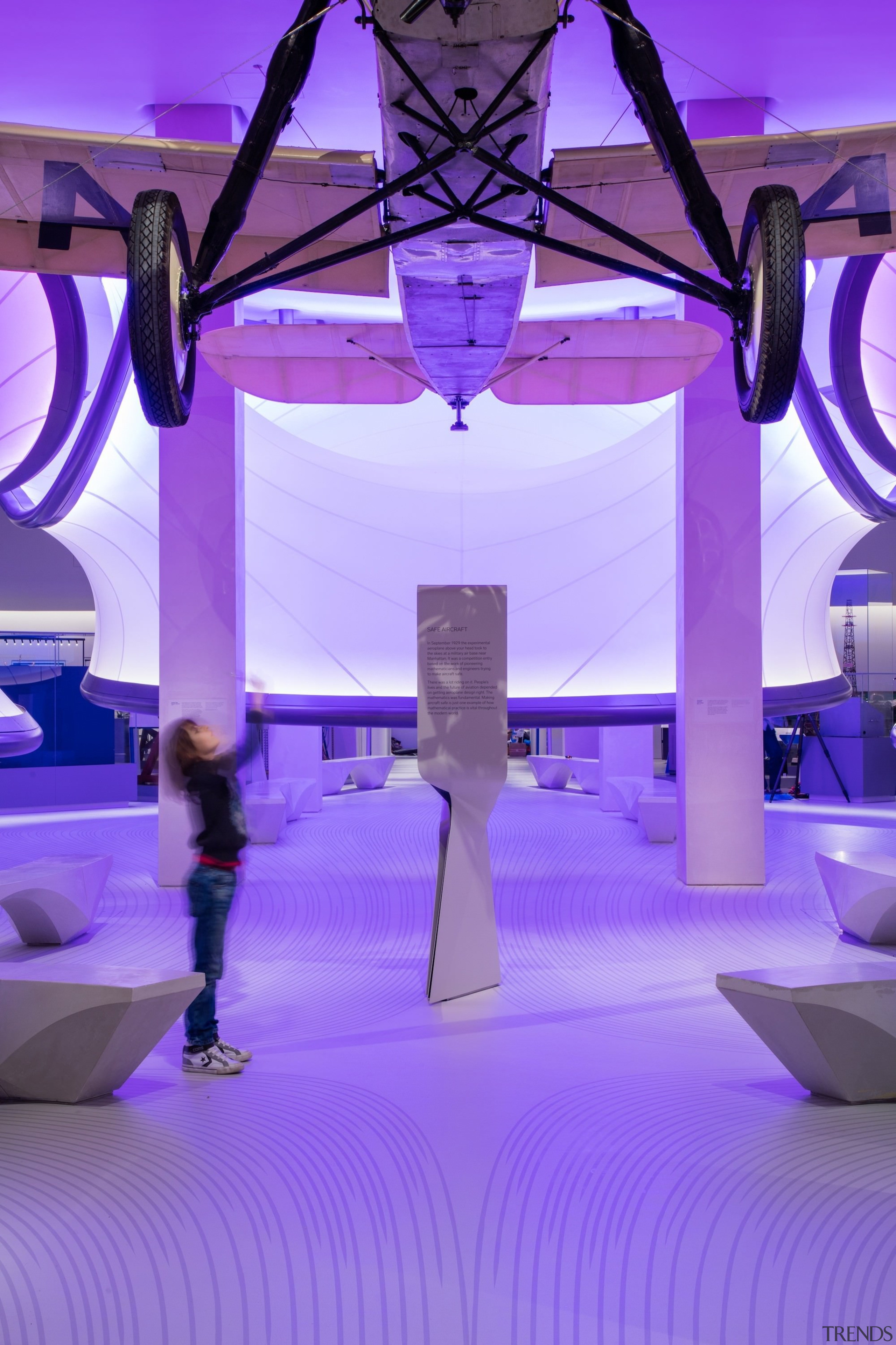 Zaha Hadid – Mathematics: The Winton Gallery – blue, function hall, light, lighting, purple, violet, purple