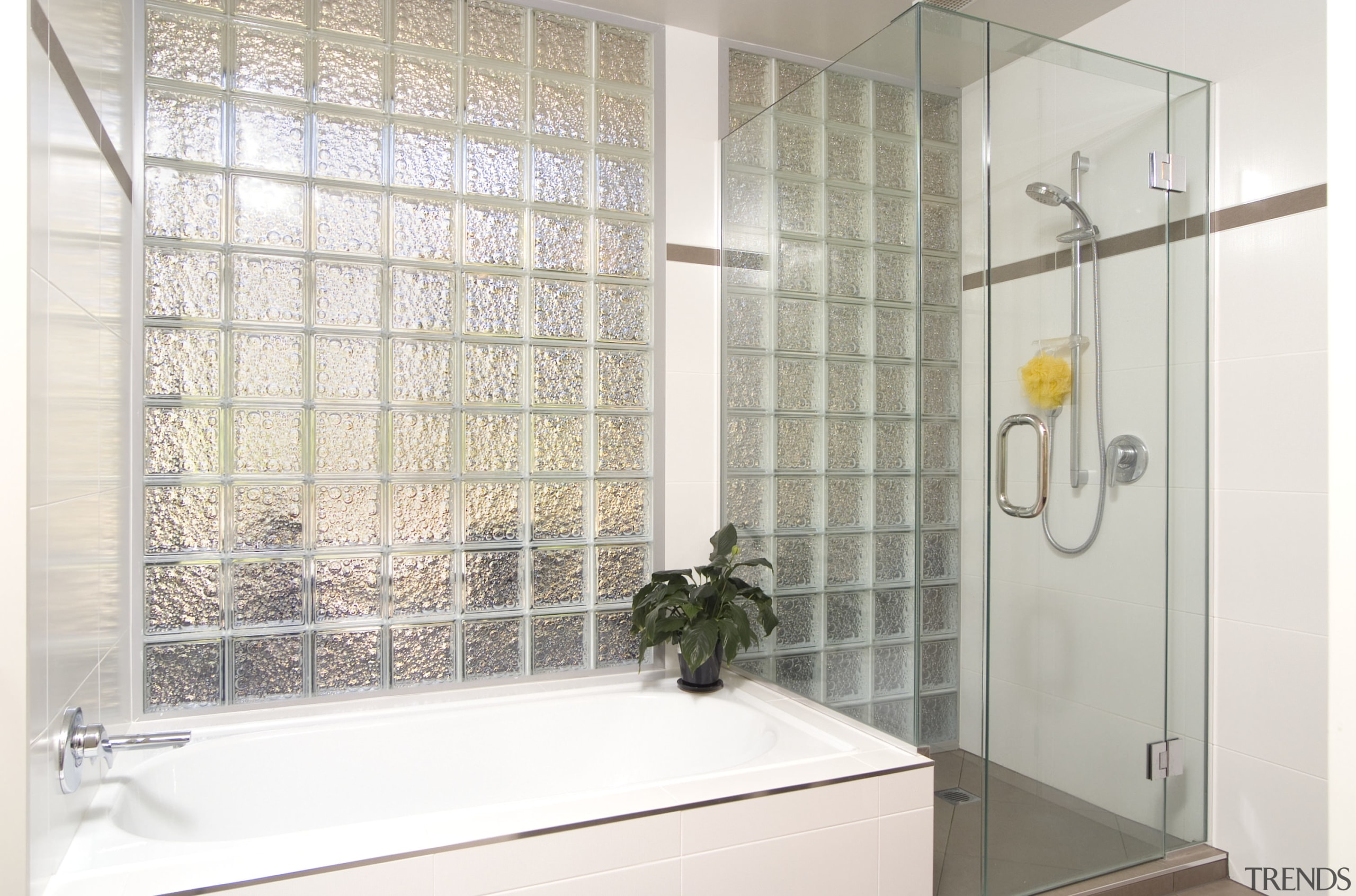 view of glass blocks by National Glass. - bathroom, glass, interior design, plumbing fixture, room, window, white