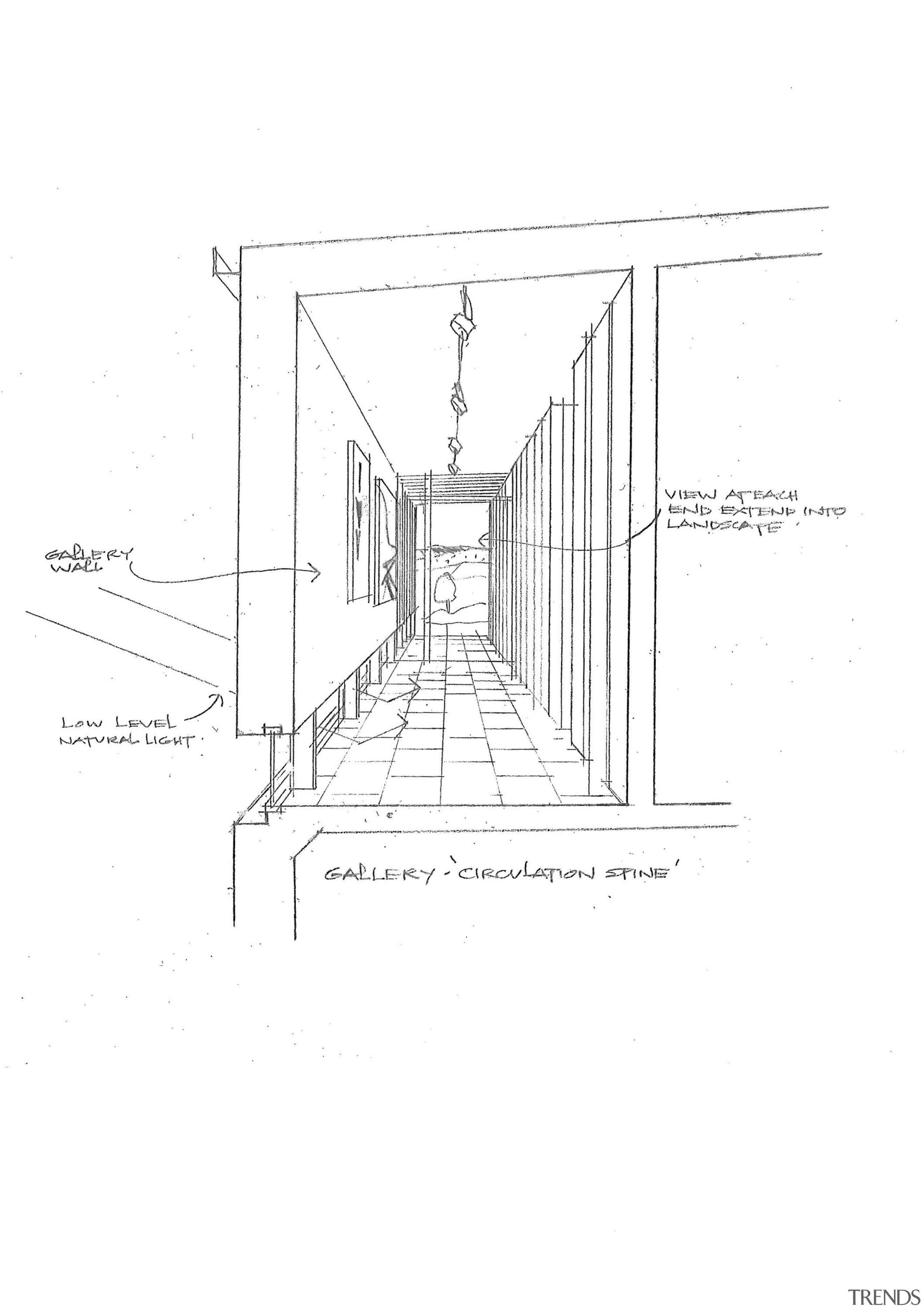 View of contemporary bach with terrace, sheltered courtyard angle, artwork, black and white, design, diagram, drawing, font, line, line art, plan, product, product design, sketch, structure, text, white