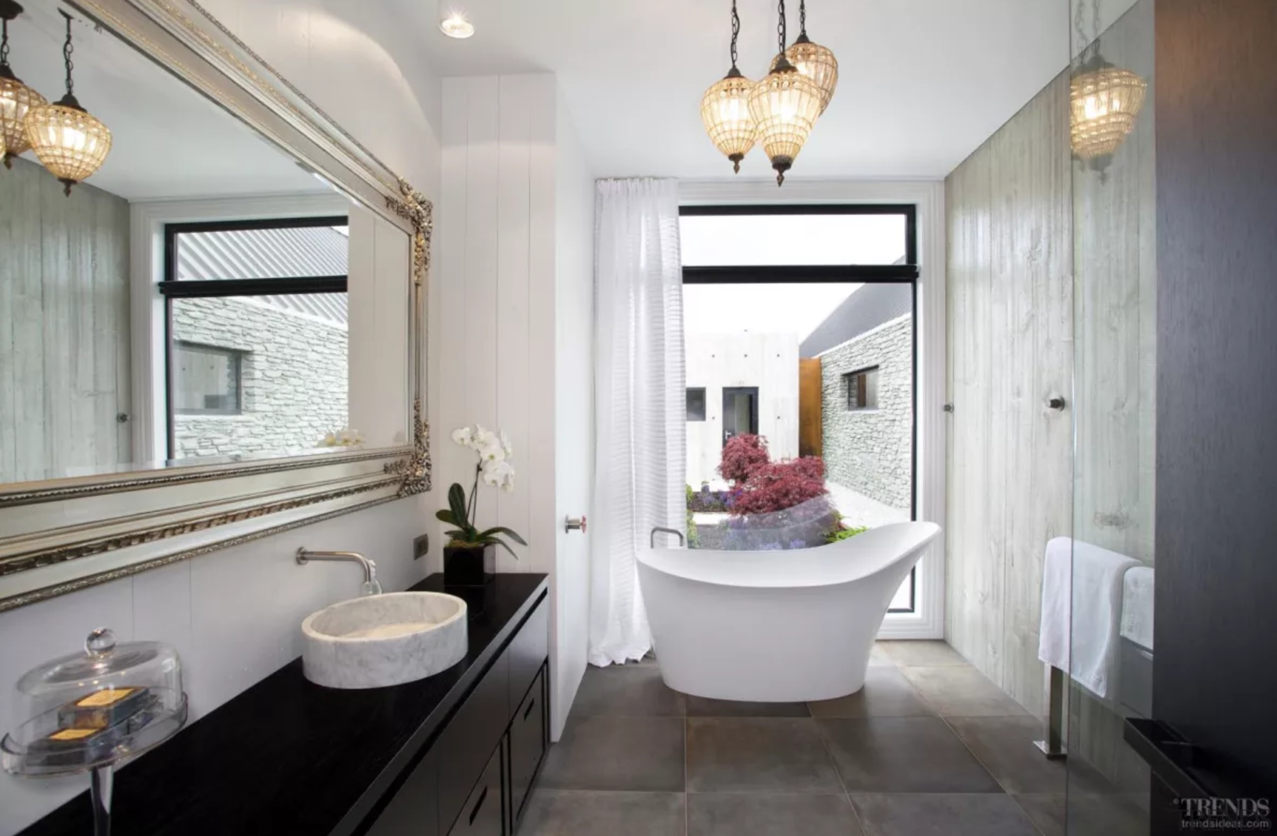 As with all the large bathrooms in this bathroom, ceiling, estate, home, interior design, property, real estate, room, gray