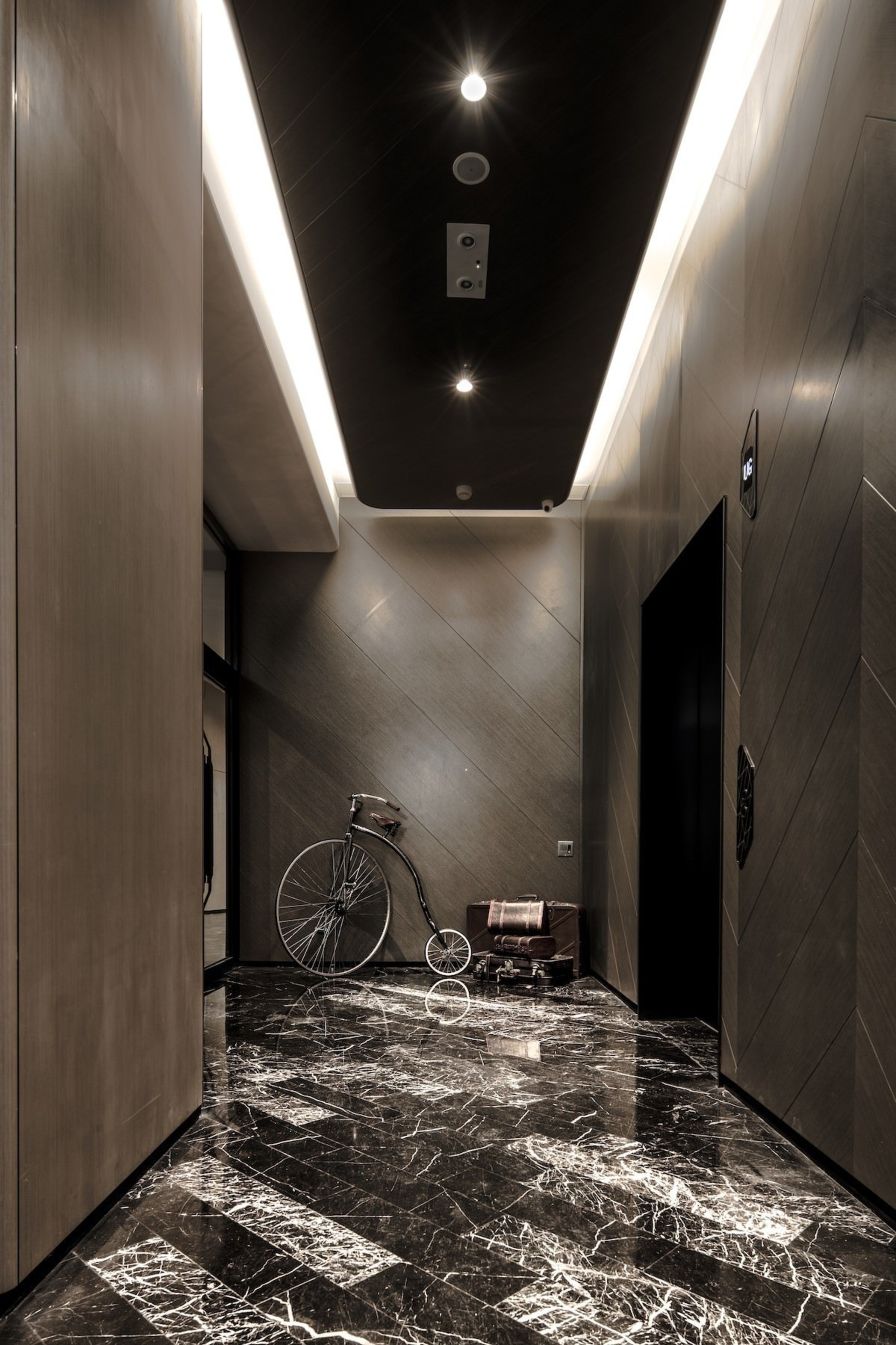 Hotel Ease - architecture | ceiling | daylighting architecture, ceiling, daylighting, floor, flooring, interior design, light, lighting, lobby, wall, black