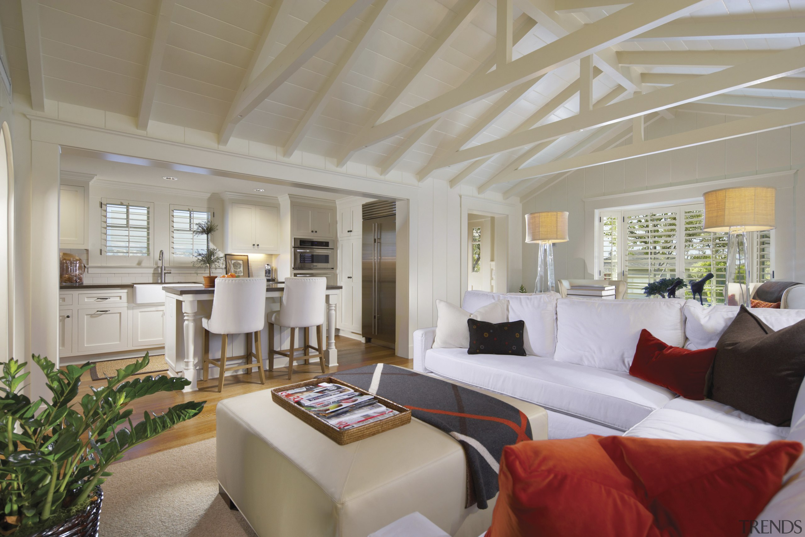 The interior furnishings and art in this remodeled ceiling, daylighting, estate, home, interior design, living room, penthouse apartment, real estate, room, suite, gray