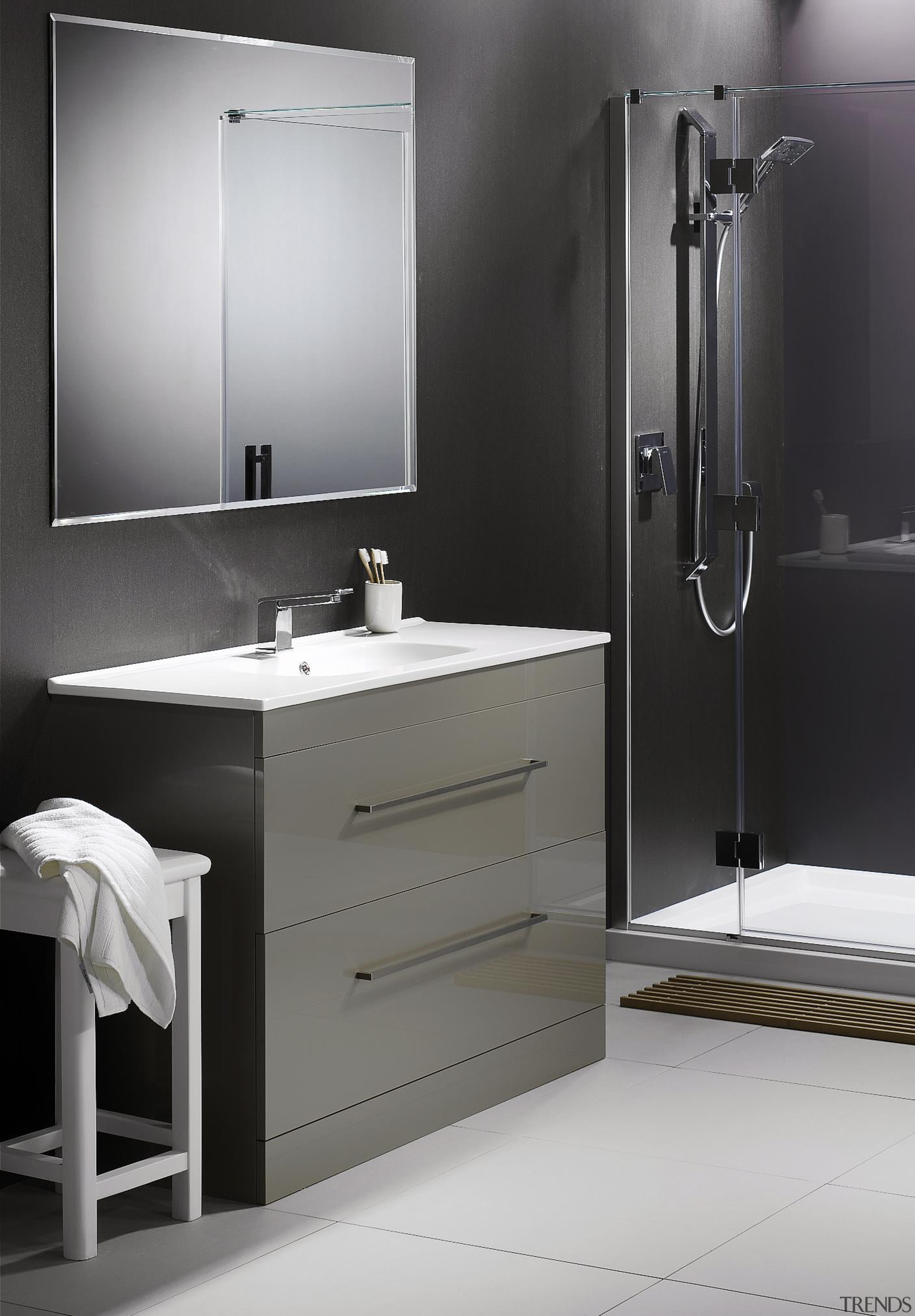 athena kantate soltero vanity in champagne.jpg - athena_kantate_soltero_vanity_in_champagne.jpg angle, bathroom, bathroom accessory, bathroom cabinet, bathroom sink, plumbing fixture, product, product design, sink, tap, gray, black