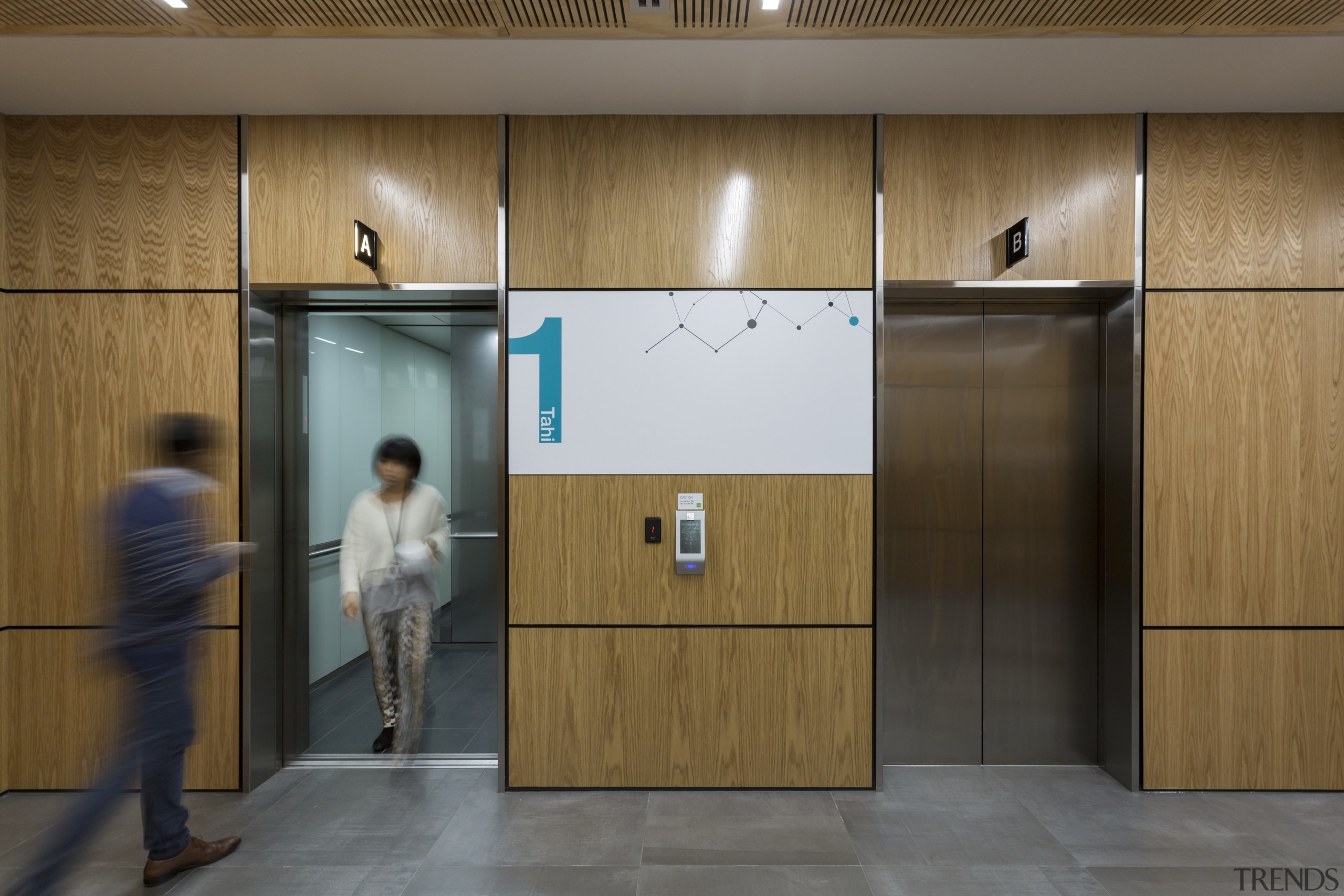 Schindler Lifts supplied advanced lift solutions in the architecture, cabinetry, floor, furniture, interior design, product design, wood, brown