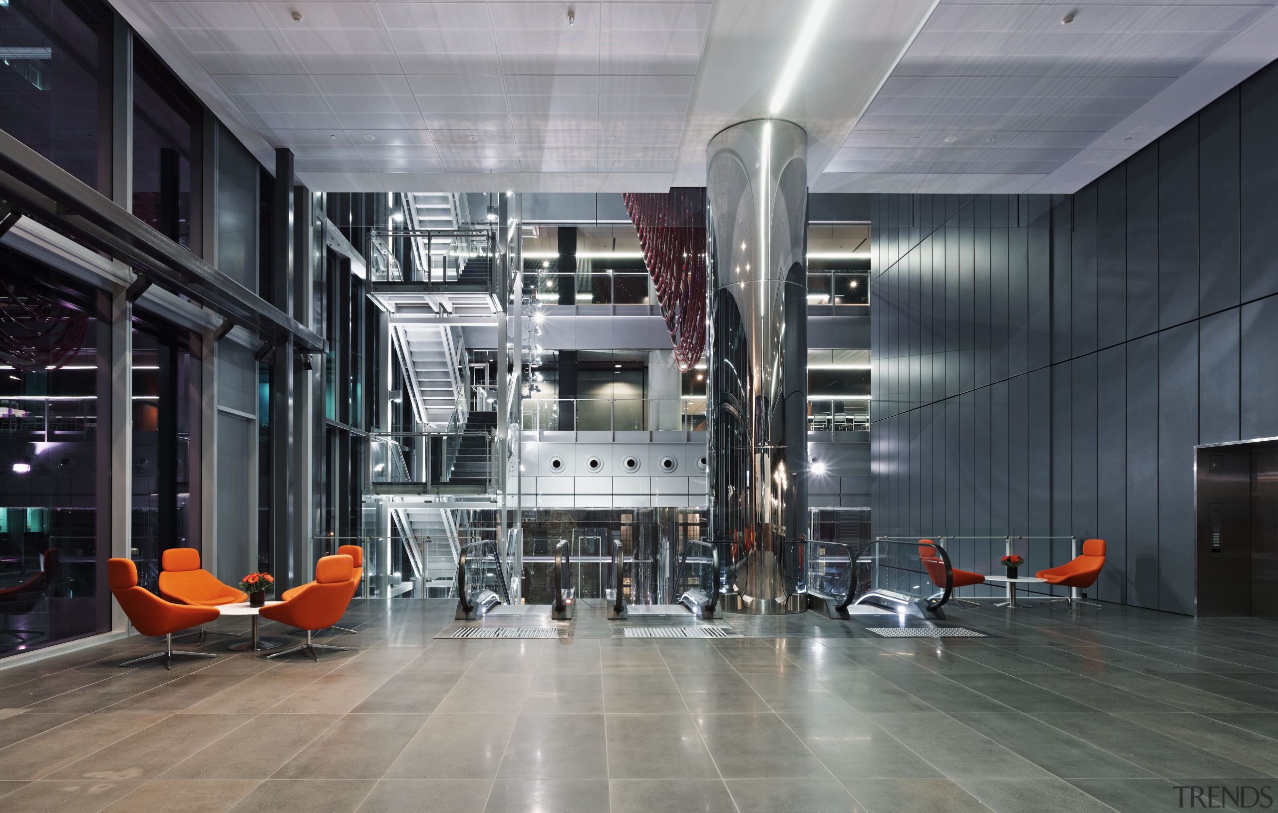 BHP Billiton in Hassell-designed Brookfield Place - BHP architecture, interior design, lobby, gray, black