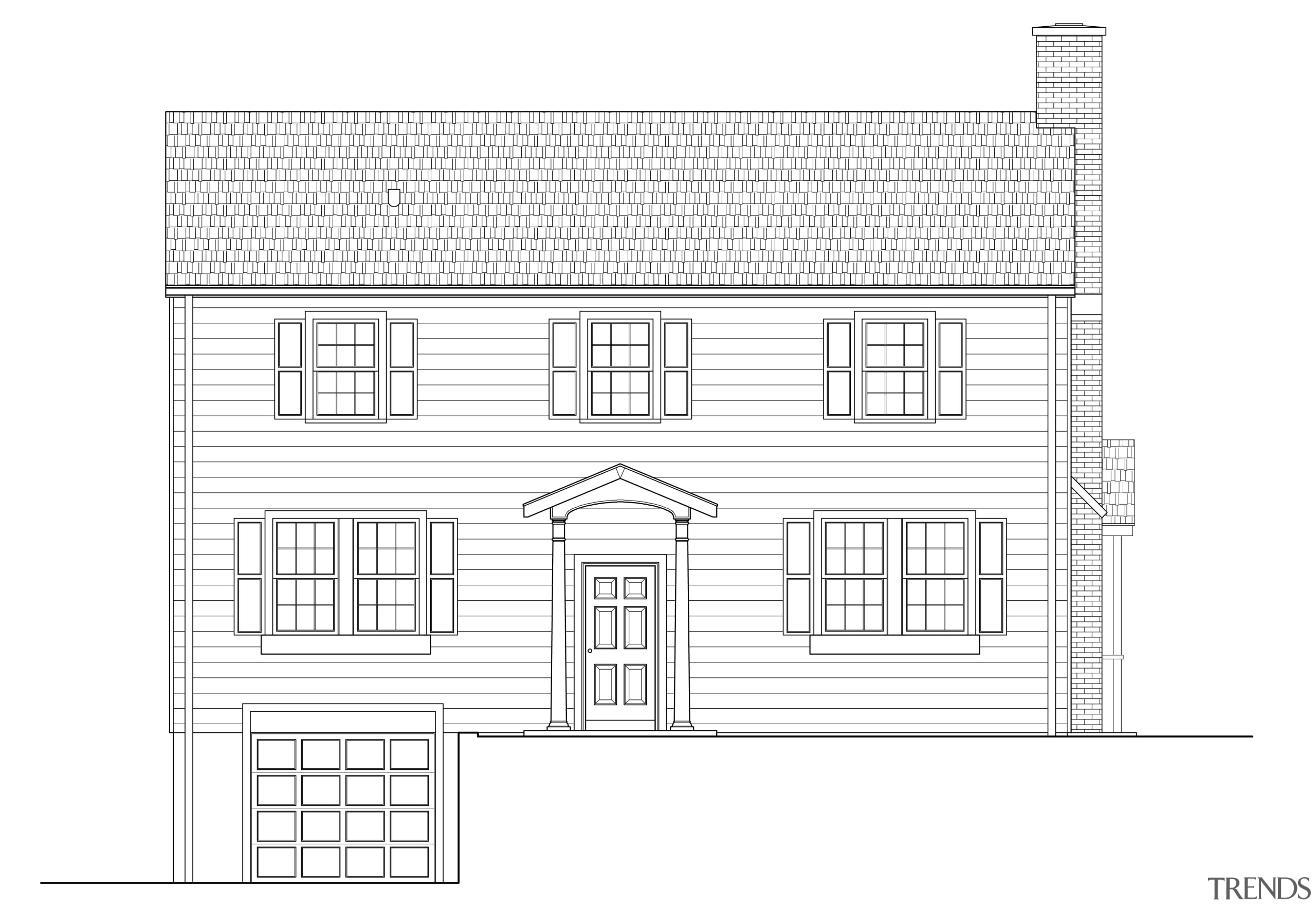 Exterior view of this traditional remodeled home - angle, architecture, area, black and white, design, diagram, drawing, elevation, facade, floor plan, font, home, house, line, line art, pattern, plan, product, product design, property, rectangle, square, structure, symmetry, text, white