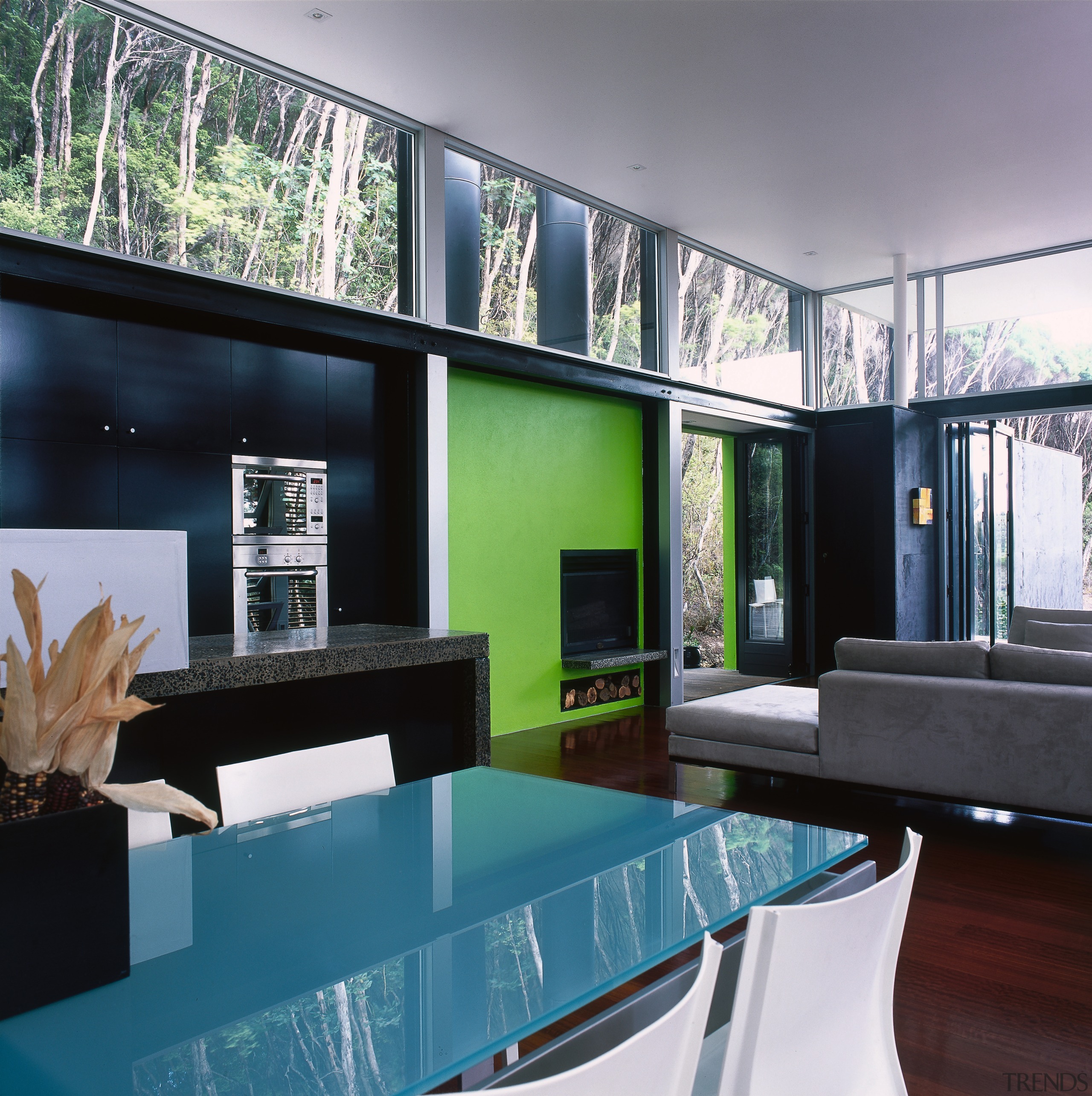 An interior view of the living and dining architecture, furniture, house, interior design, living room, real estate, table, window, black, gray