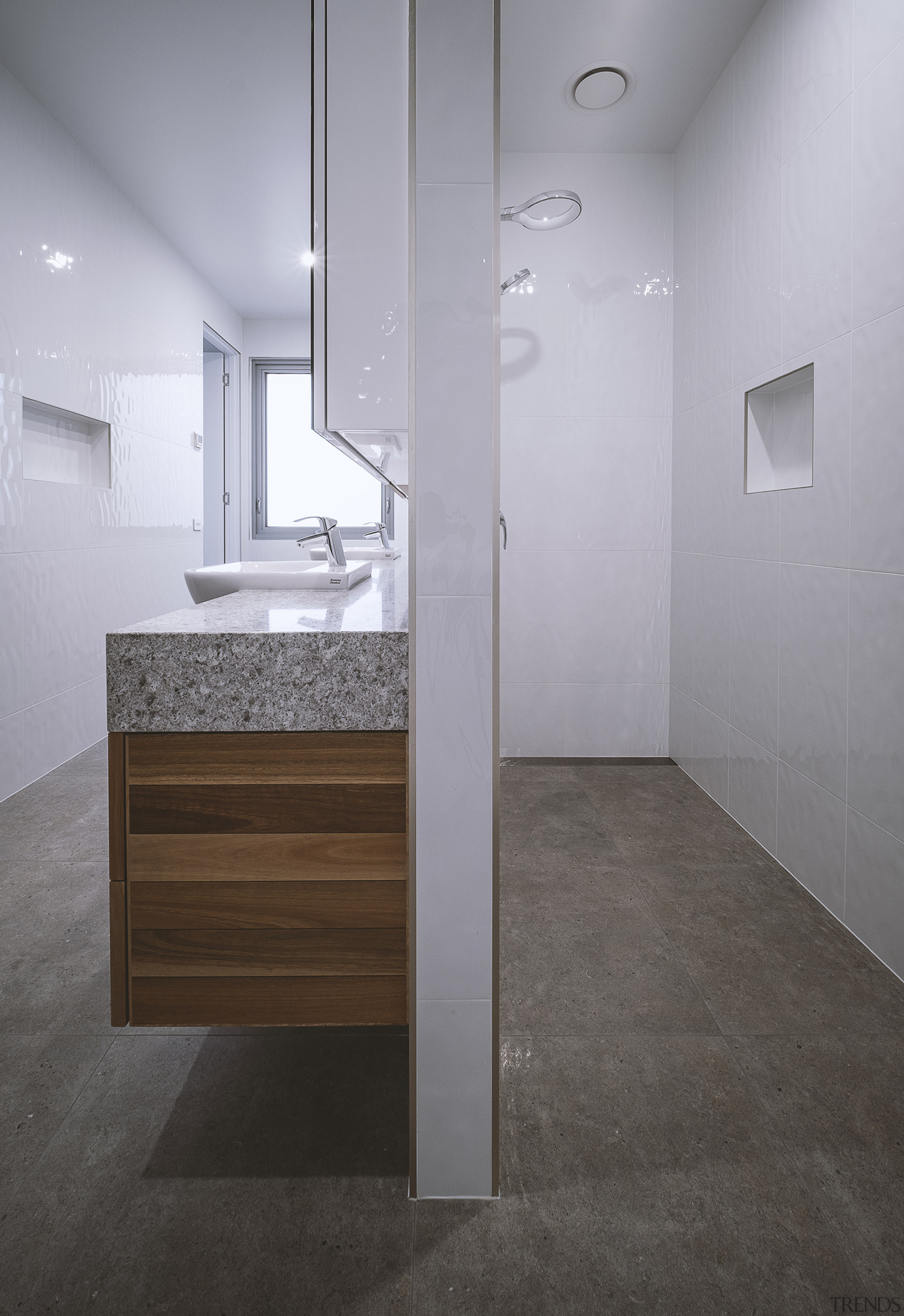The ensuite shower has a large, open shower 