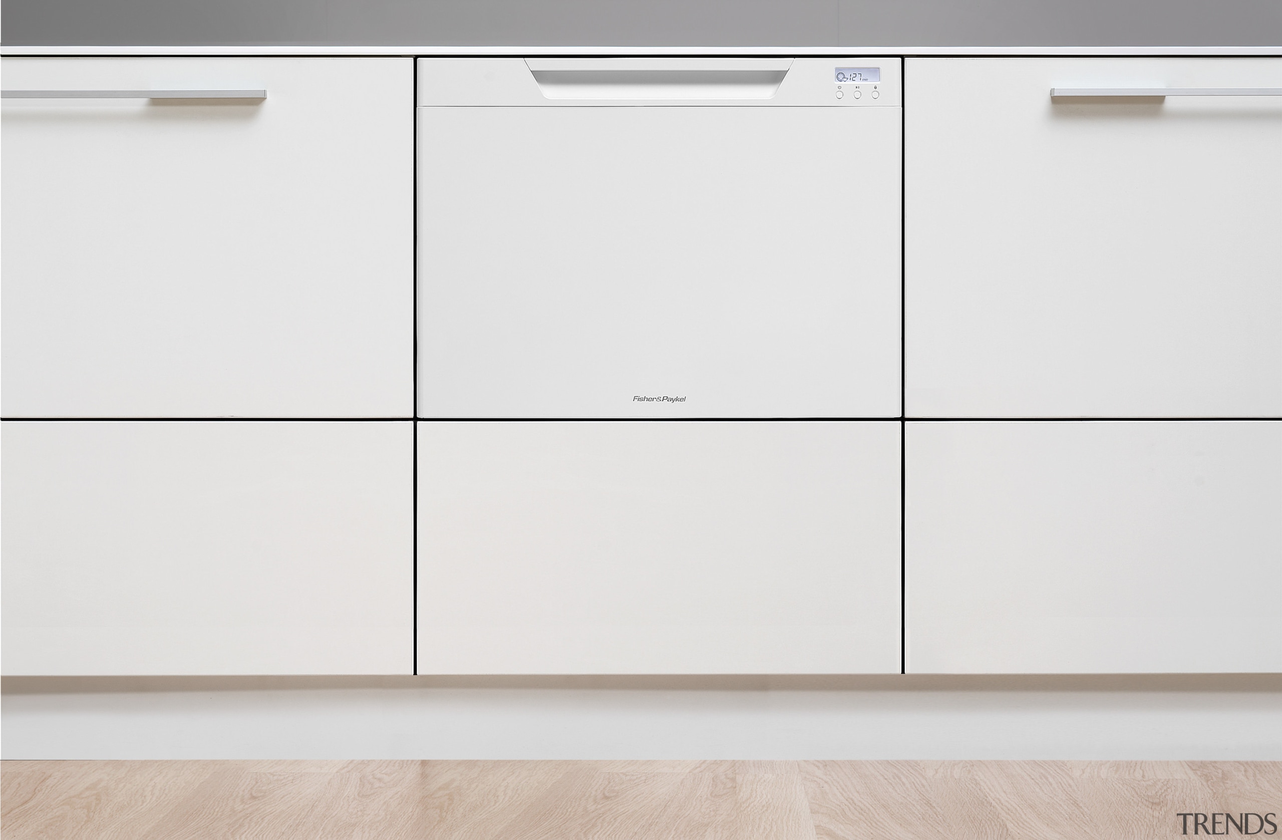 View of a kitchen with Fisher &amp; Paykel's chest of drawers, drawer, filing cabinet, furniture, product, product design, sideboard, white