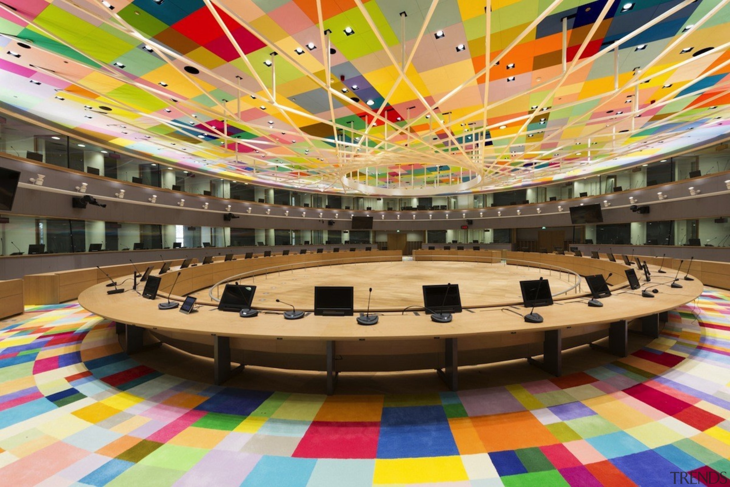 This new headquarters for the European Union Council shopping mall, orange