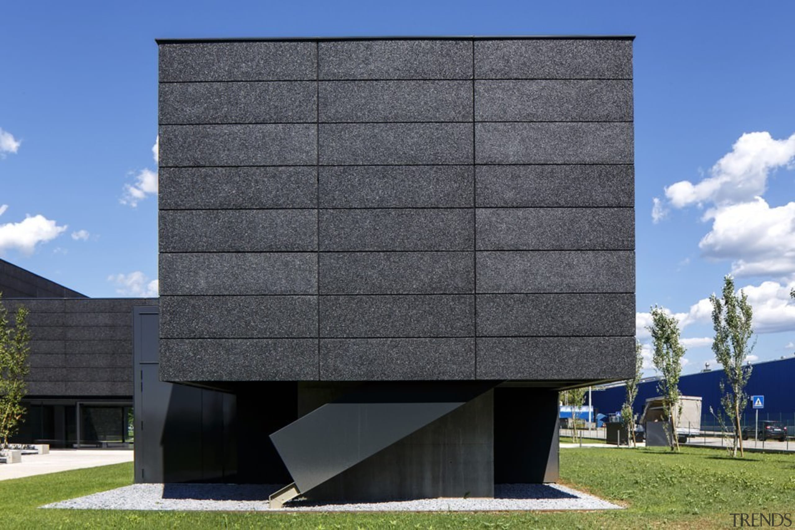 The new Faber headquarters designed by GEZA - architecture, brutalist architecture, building, commercial building, corporate headquarters, facade, headquarters, house, sky, black