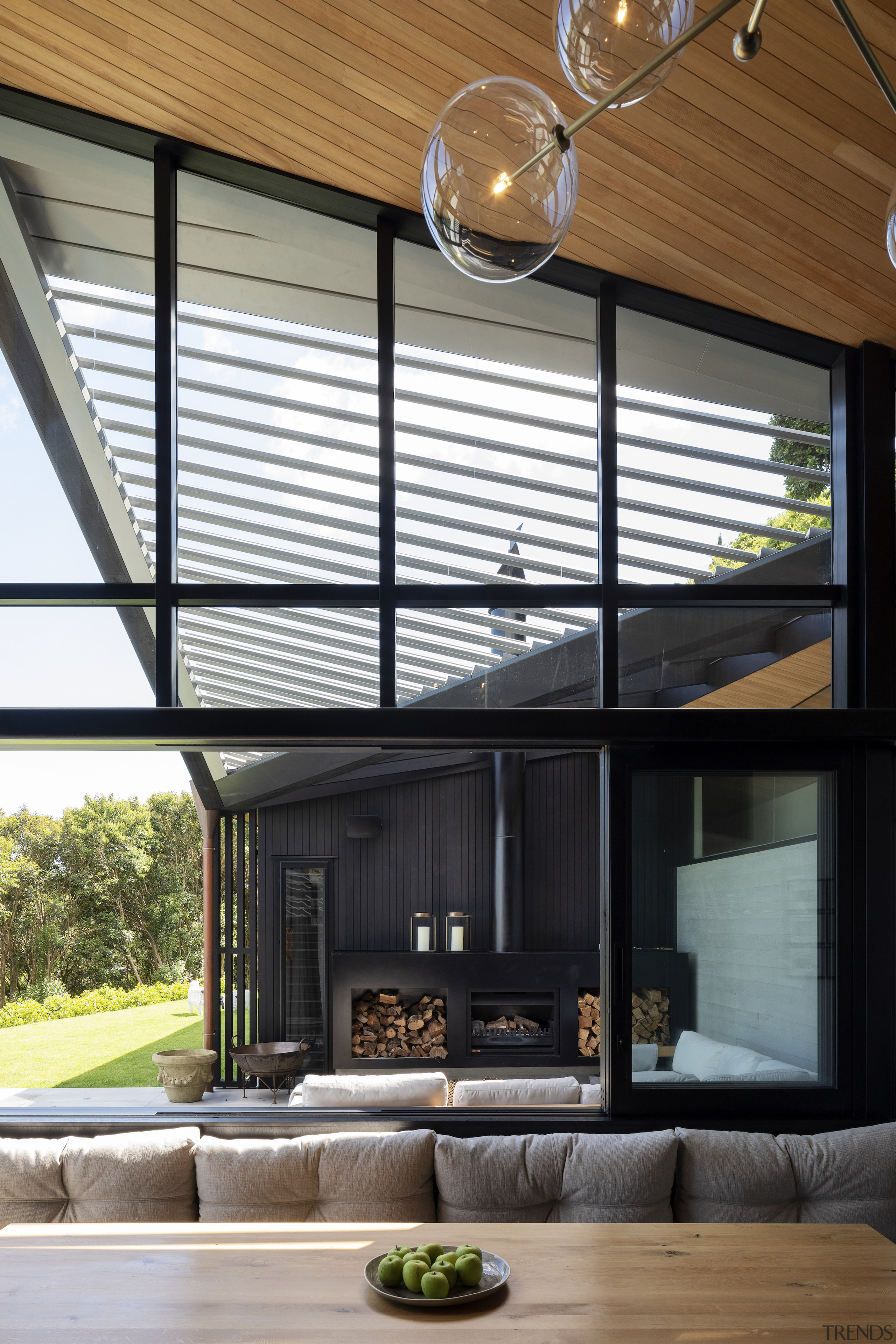 Looking out to the outdoor room with the 