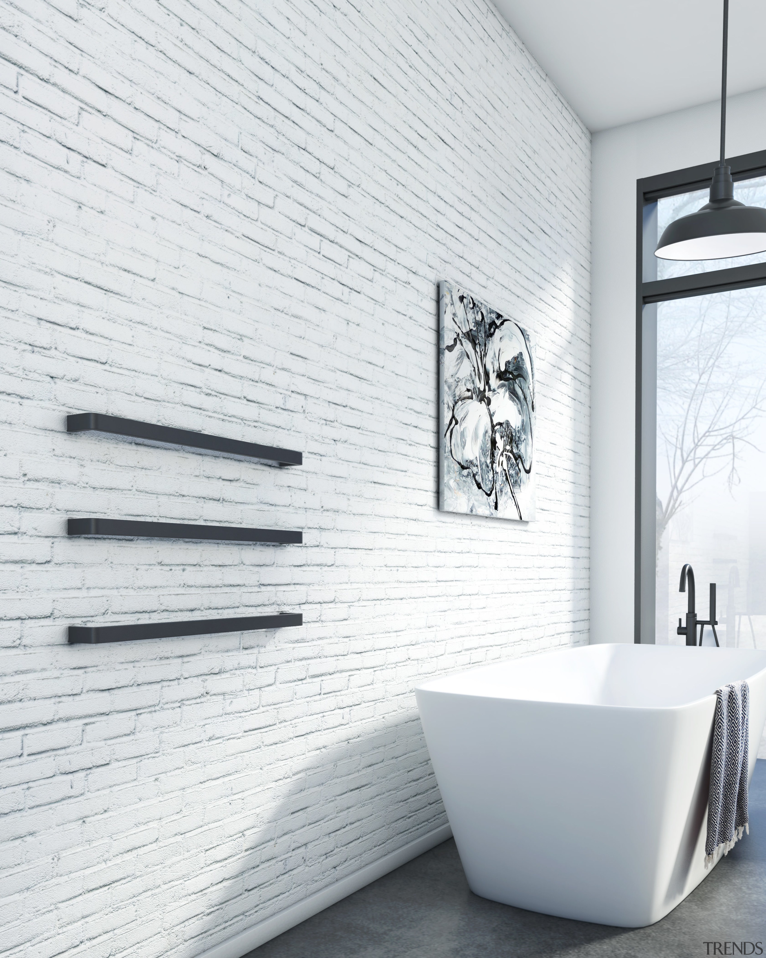 Dcs Brickwall Scene Curvestone Slim - angle | angle, bathroom, black and white, ceramic, floor, interior design, plumbing fixture, tap, tile, wall, white