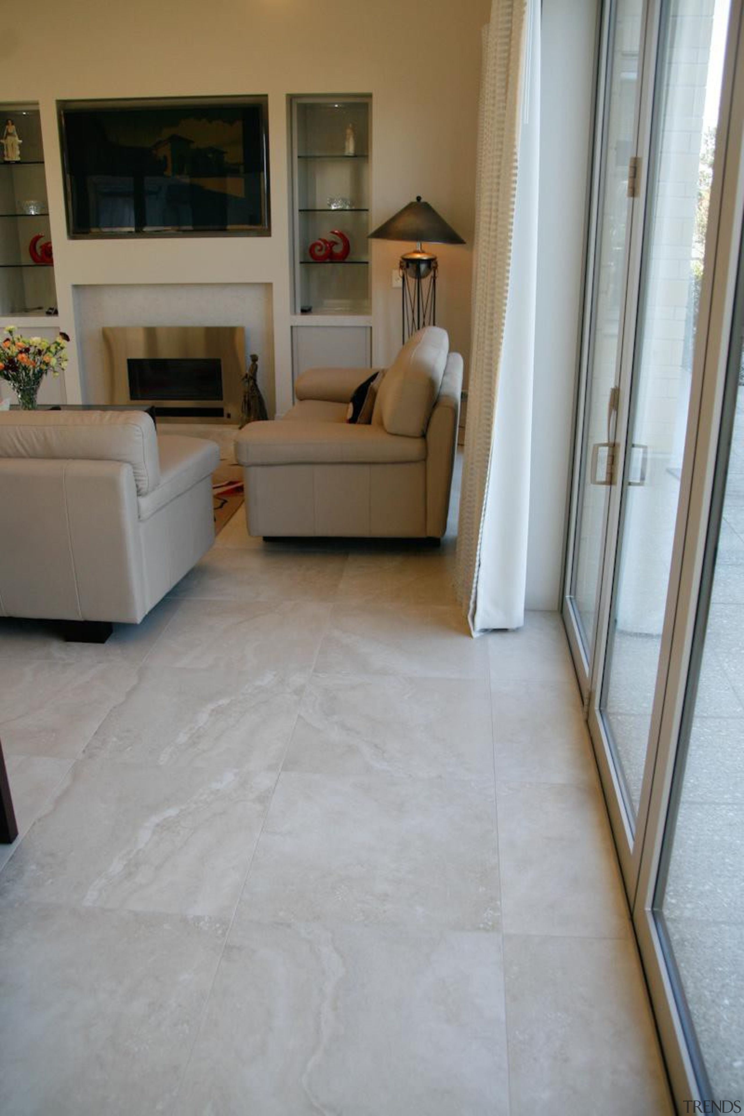 travertino bone living area porcelain floor tiles - floor, flooring, hardwood, home, house, interior design, laminate flooring, living room, property, real estate, room, tile, wall, wood, wood flooring, gray